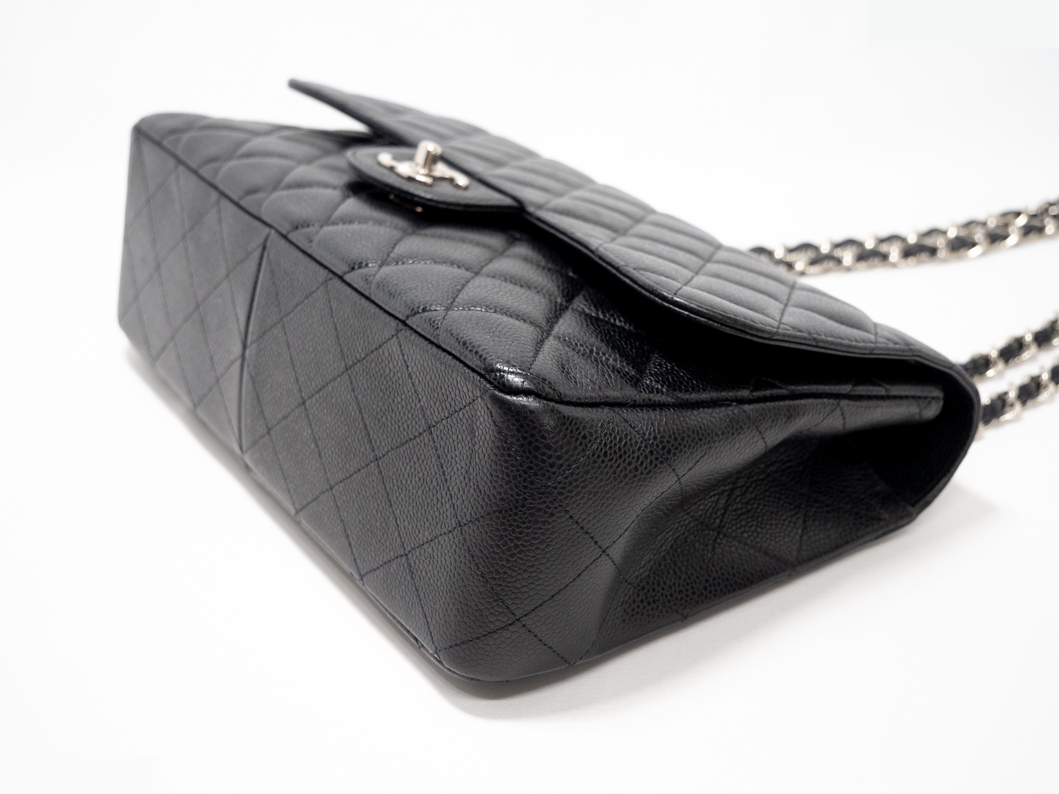 Large Matelassé Caviar Skin Seal Black — view 5