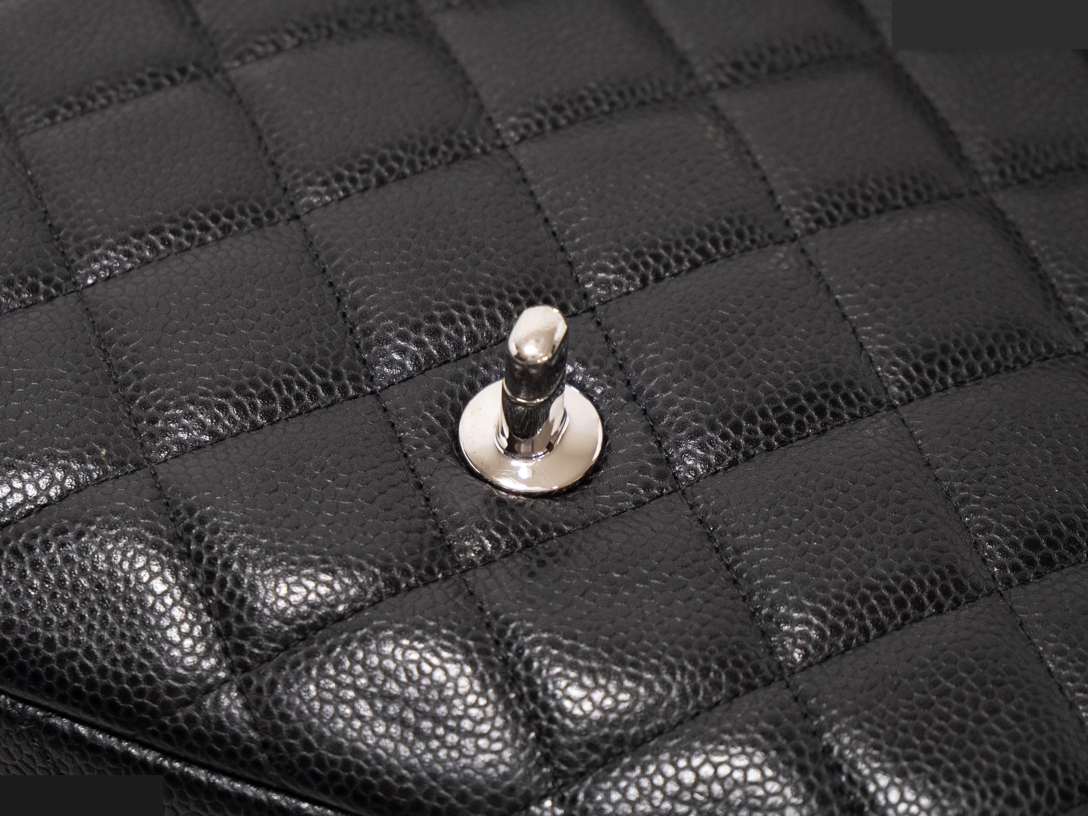 Large Matelassé Caviar Skin Seal Black — view 8