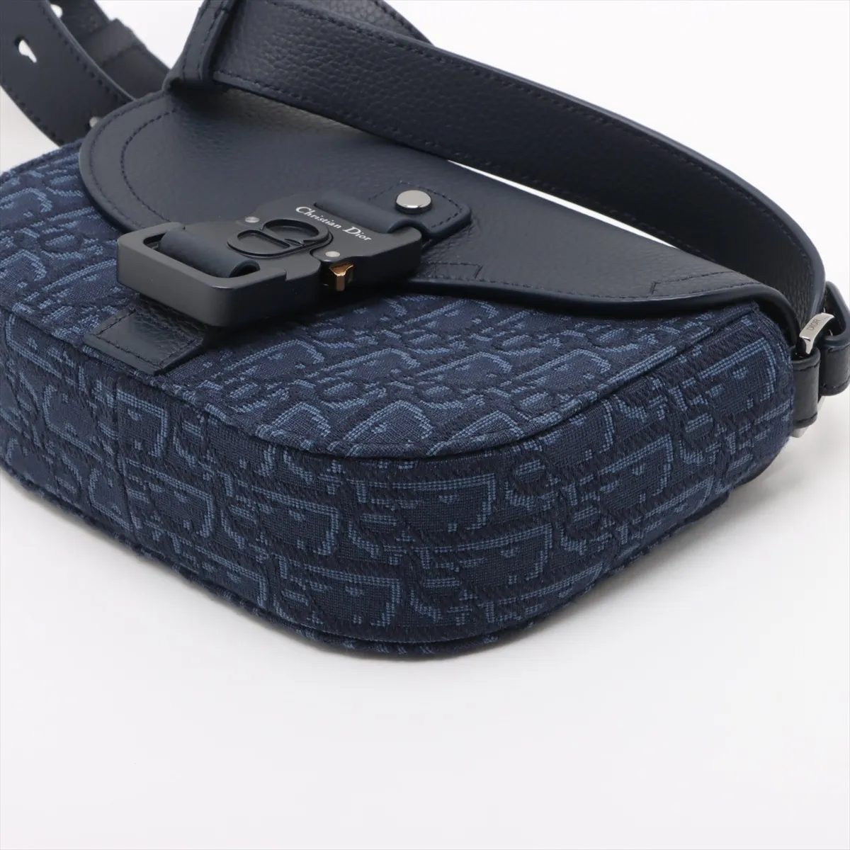 Oblique Saddle Messenger Mini Canvas x Leather Shoulder Bag Navy Lucky Star — view 3