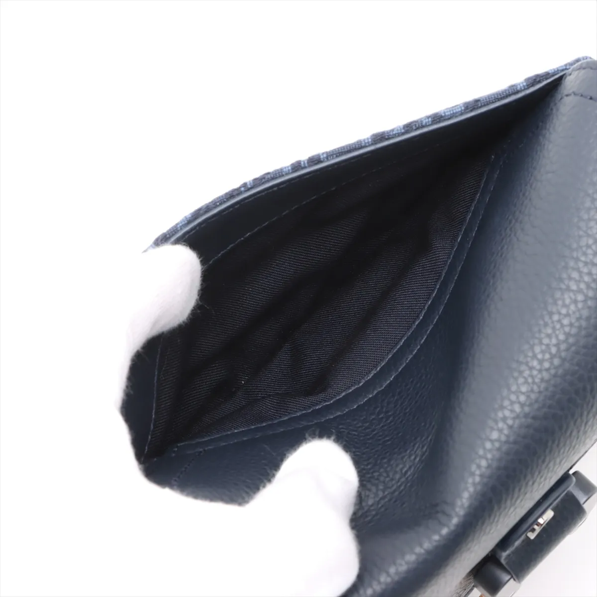 Oblique Saddle Messenger Mini Canvas x Leather Shoulder Bag Navy Lucky Star — view 8