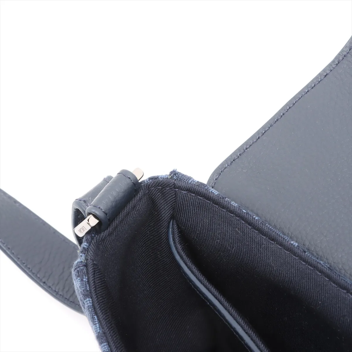 Oblique Saddle Messenger Mini Canvas x Leather Shoulder Bag Navy Lucky Star — view 10