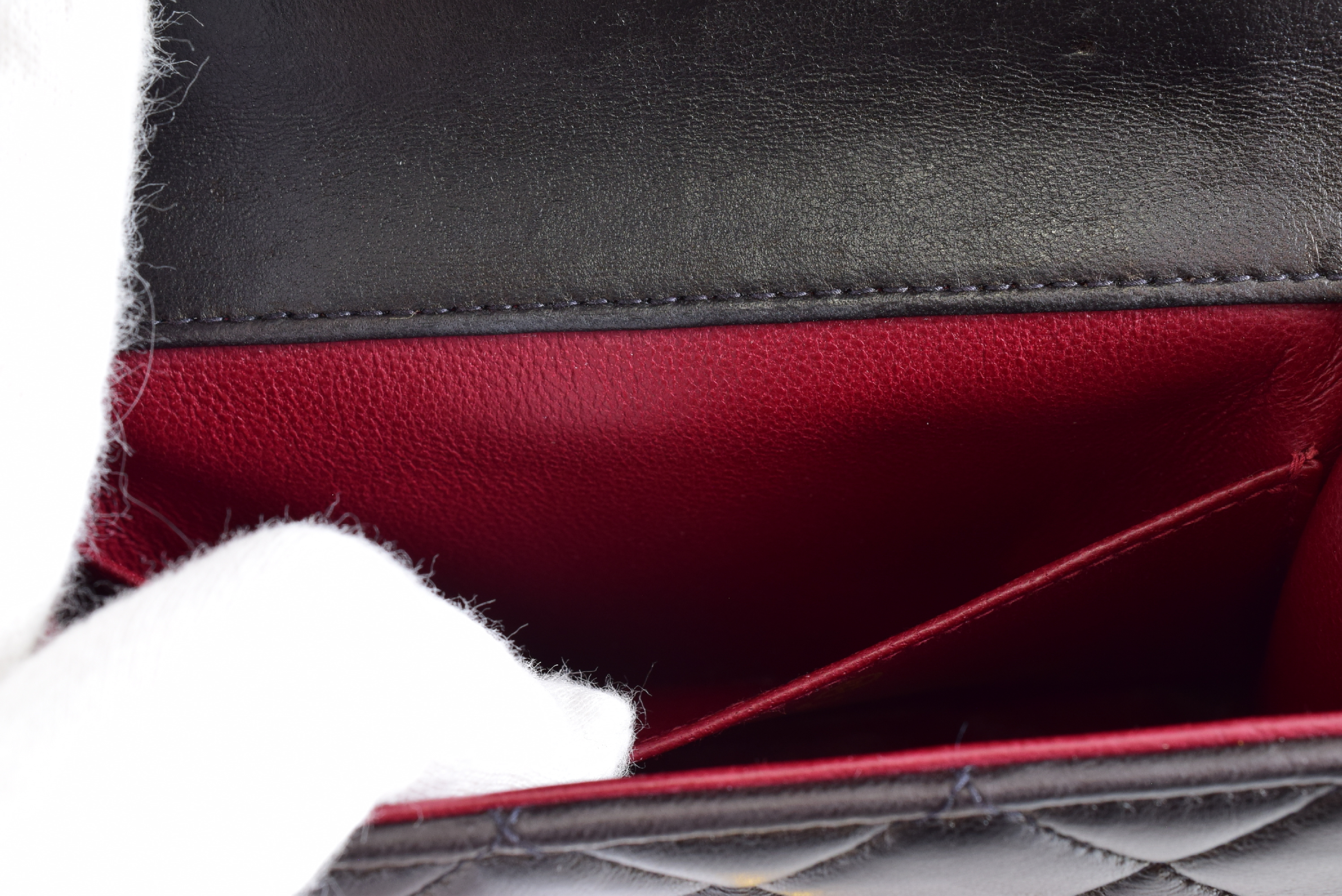 Matelasse Top Handle Black Handbag with Sticker and Card — view 12