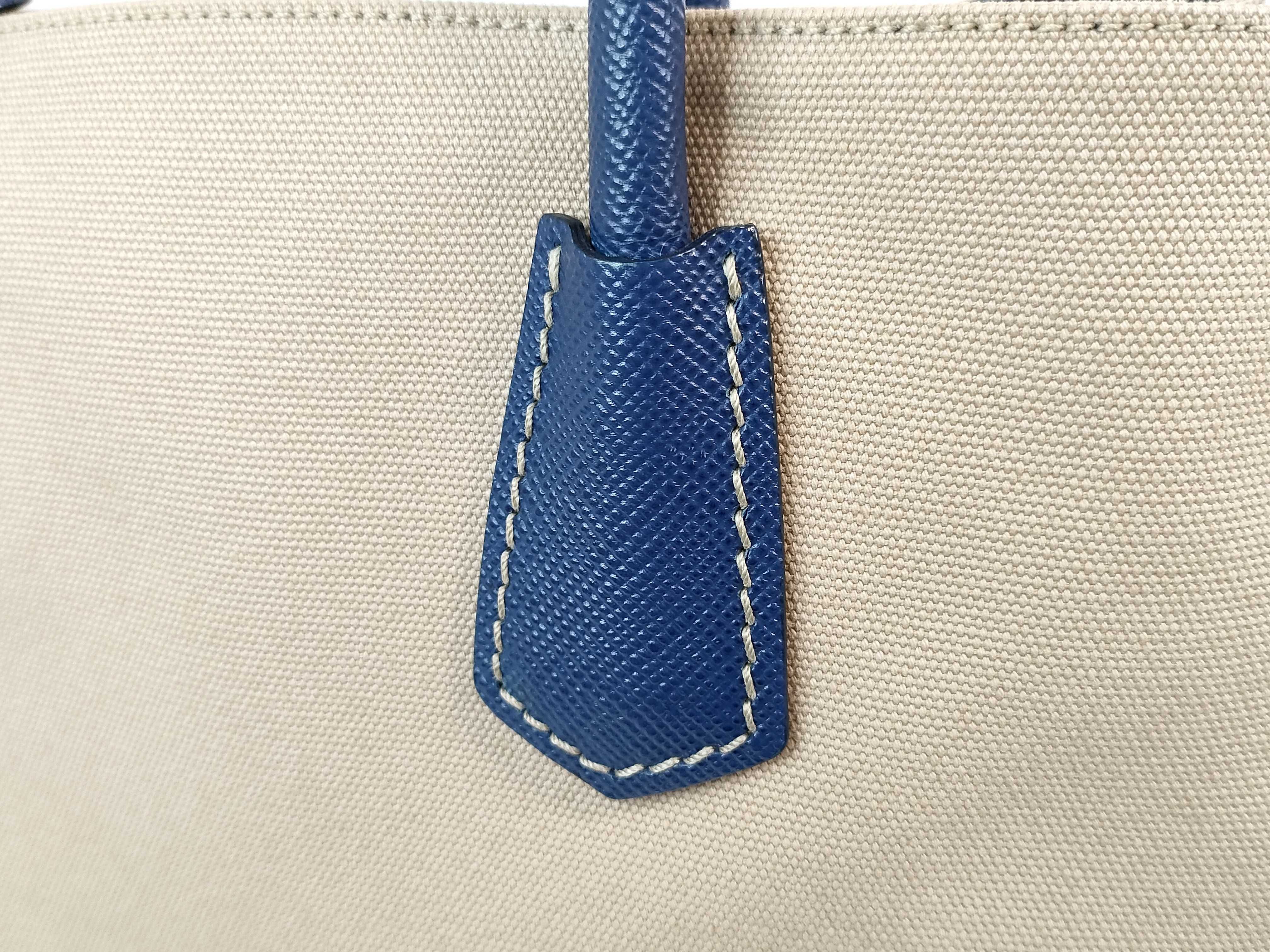 Canvas x Leather 2-Way Handbag Beige x Blue BN2887 Handbag — view 5