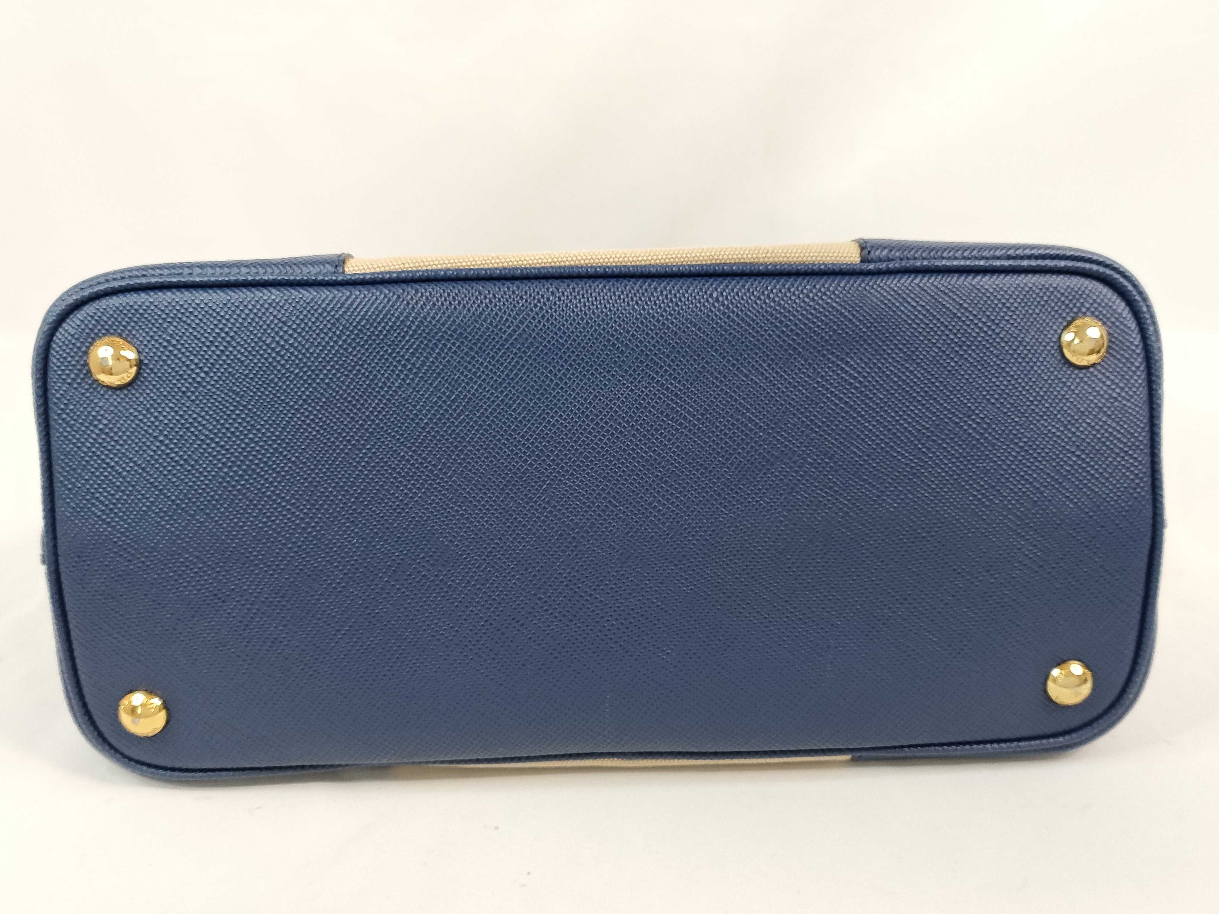 Canvas x Leather 2-Way Handbag Beige x Blue BN2887 Handbag — view 8