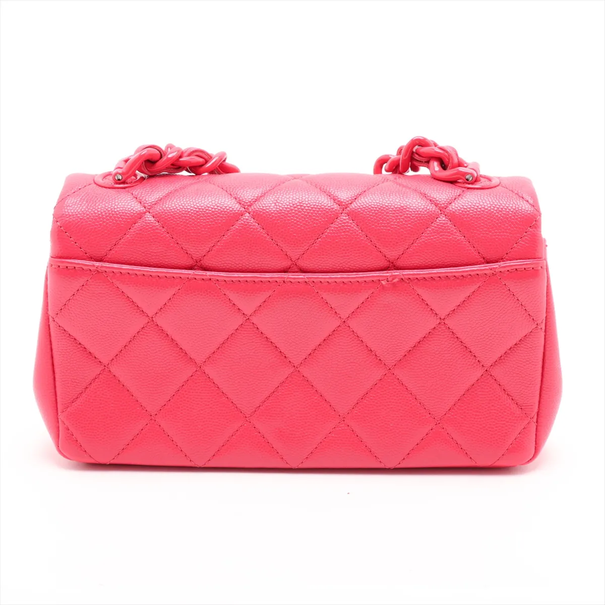 Matelassé Caviar Skin Chain Shoulder Bag, Pink, Silver Hardware, 30905578 (Serial Number in the 30s) — view 2