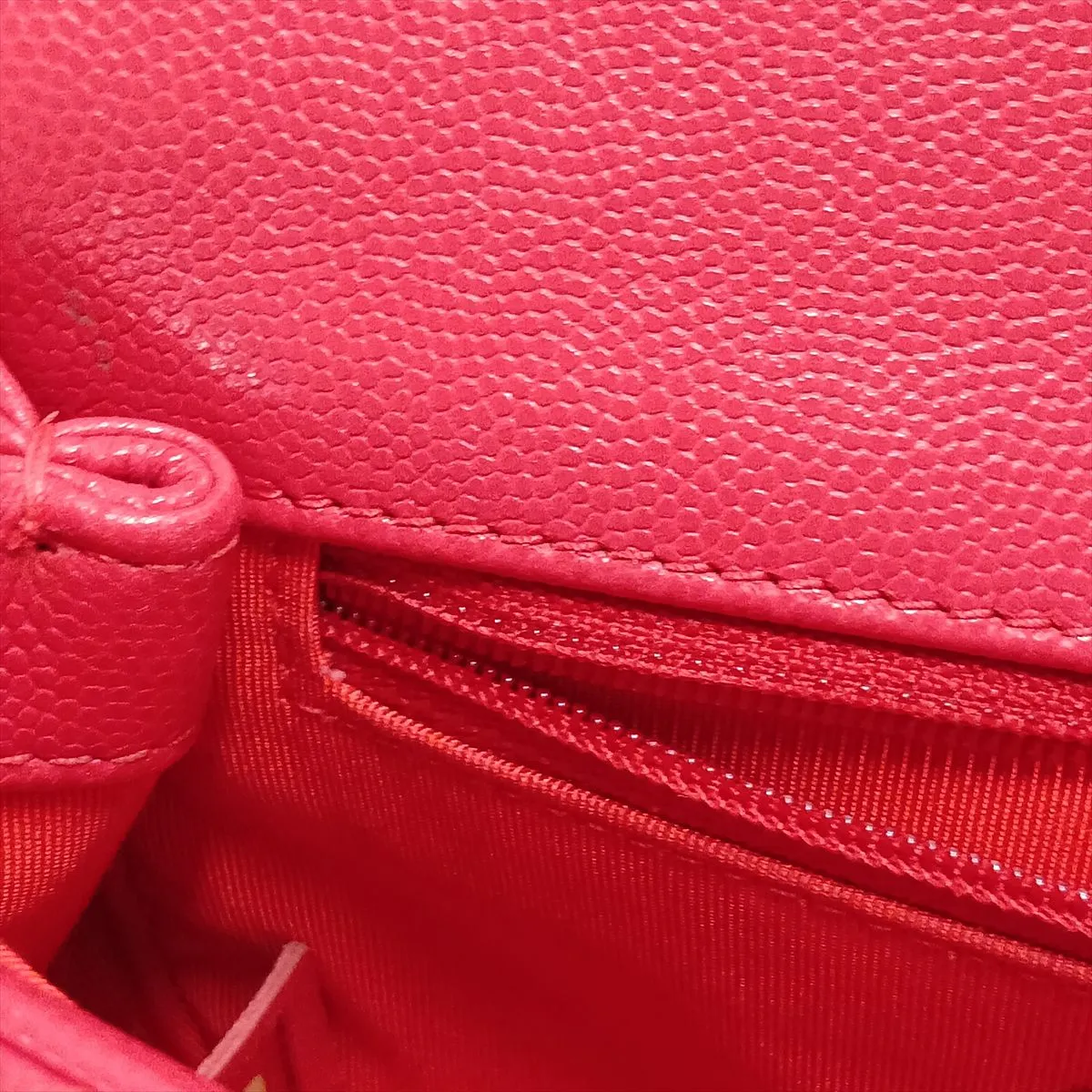 Matelassé Caviar Skin Chain Shoulder Bag, Pink, Silver Hardware, 30905578 (Serial Number in the 30s) — view 11