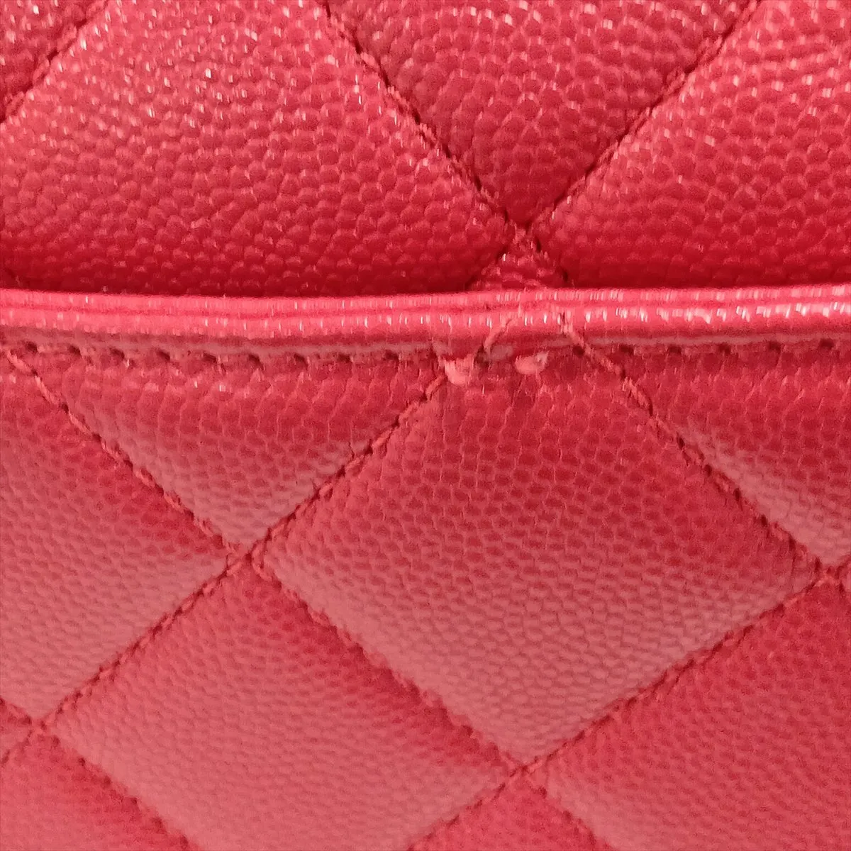 Matelassé Caviar Skin Chain Shoulder Bag, Pink, Silver Hardware, 30905578 (Serial Number in the 30s) — view 9