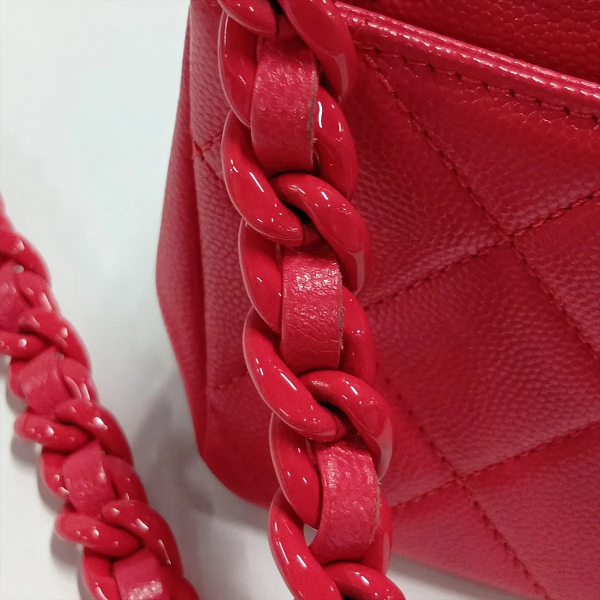 Matelassé Caviar Skin Chain Shoulder Bag, Pink, Silver Hardware, 30905578 (Serial Number in the 30s) — view 10