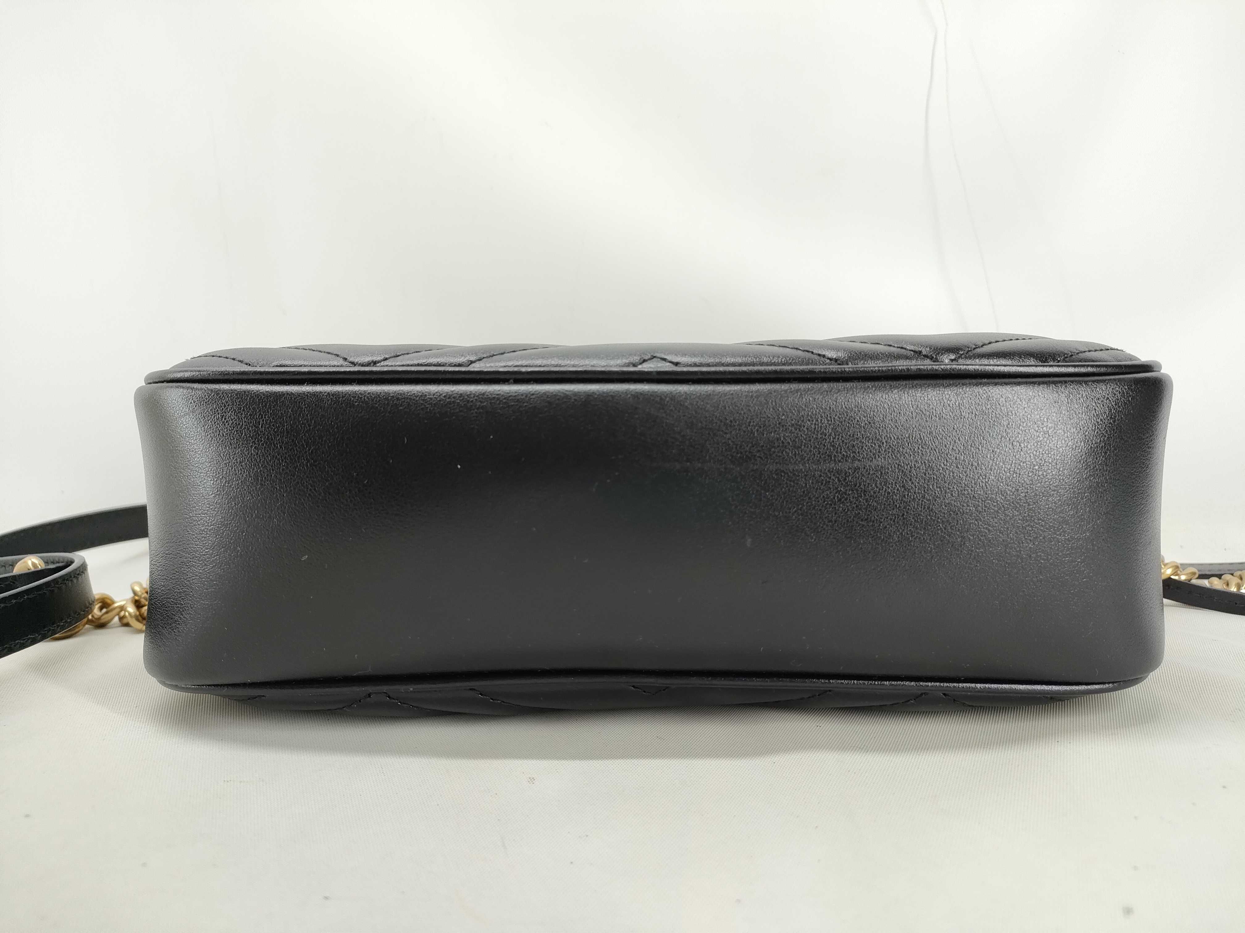GG Marmont 447632 Leather Chain Shoulder Bag, Black — view 3