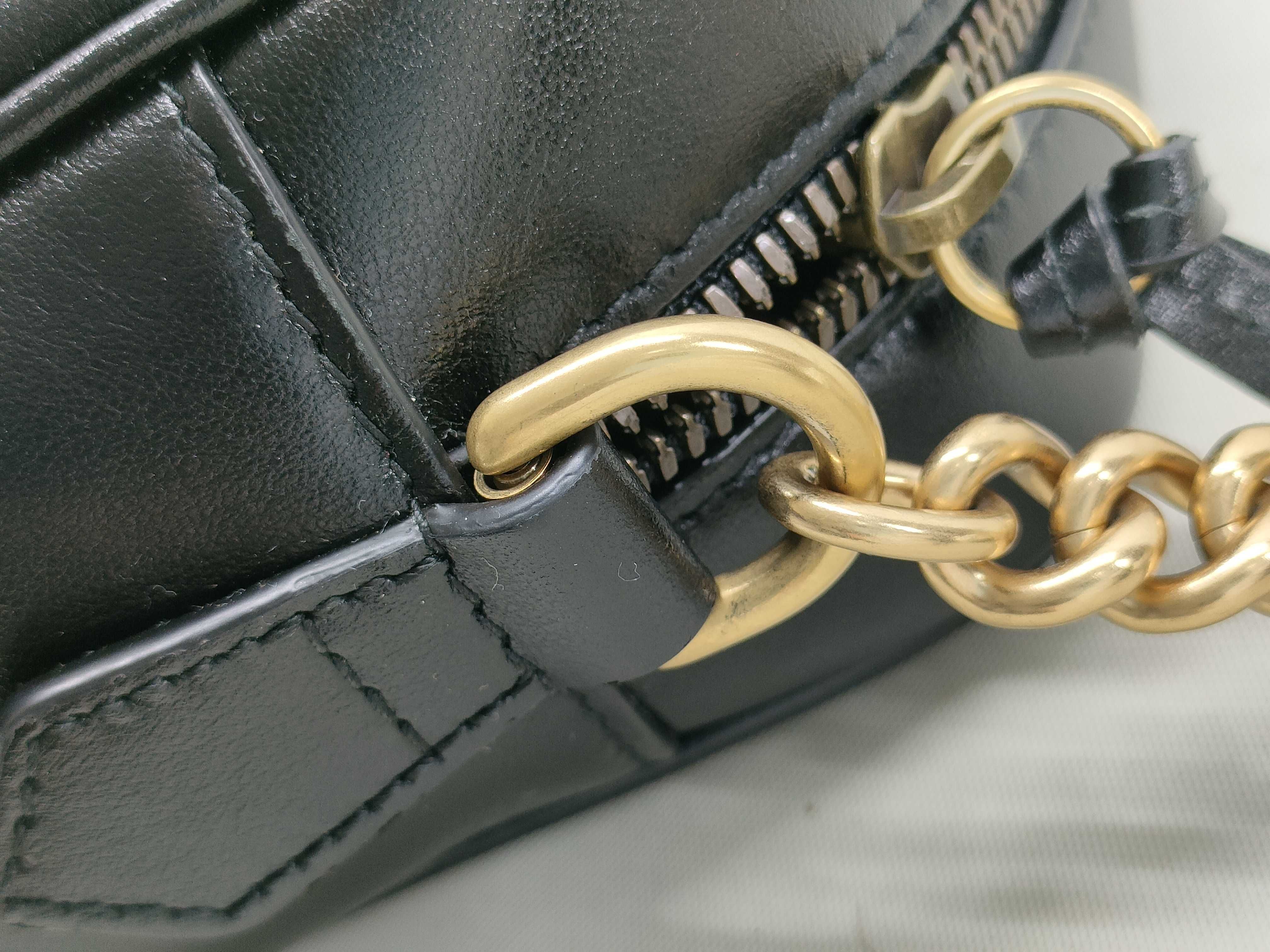 GG Marmont 447632 Leather Chain Shoulder Bag, Black — view 7