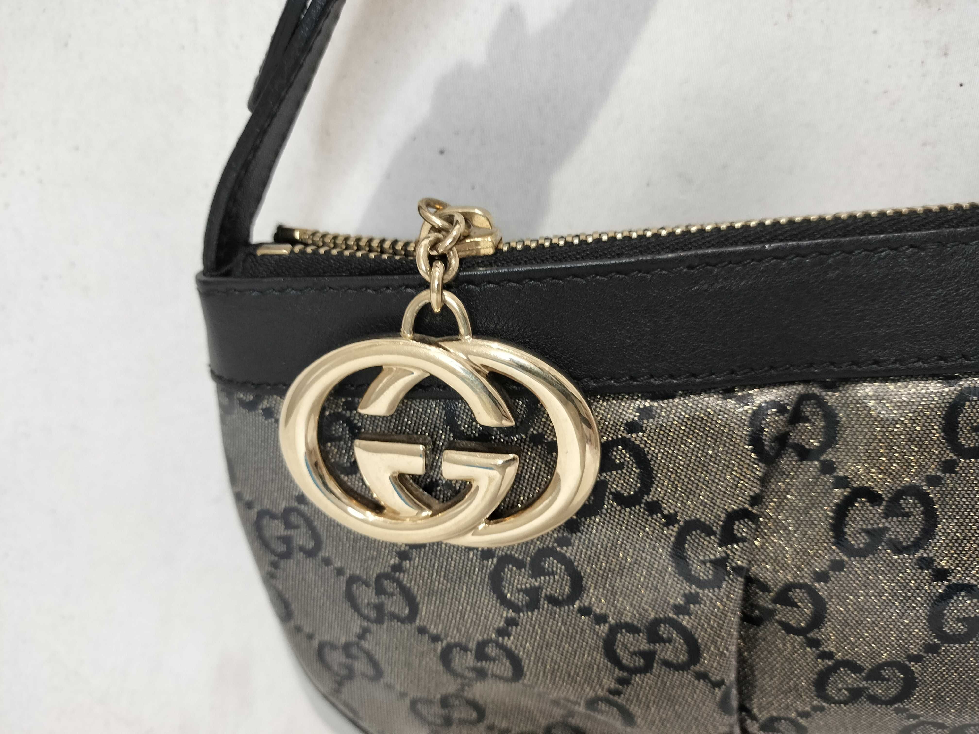 Navy Crystal Leather GG Monogram Shoulder Bag (Handbag) — view 2