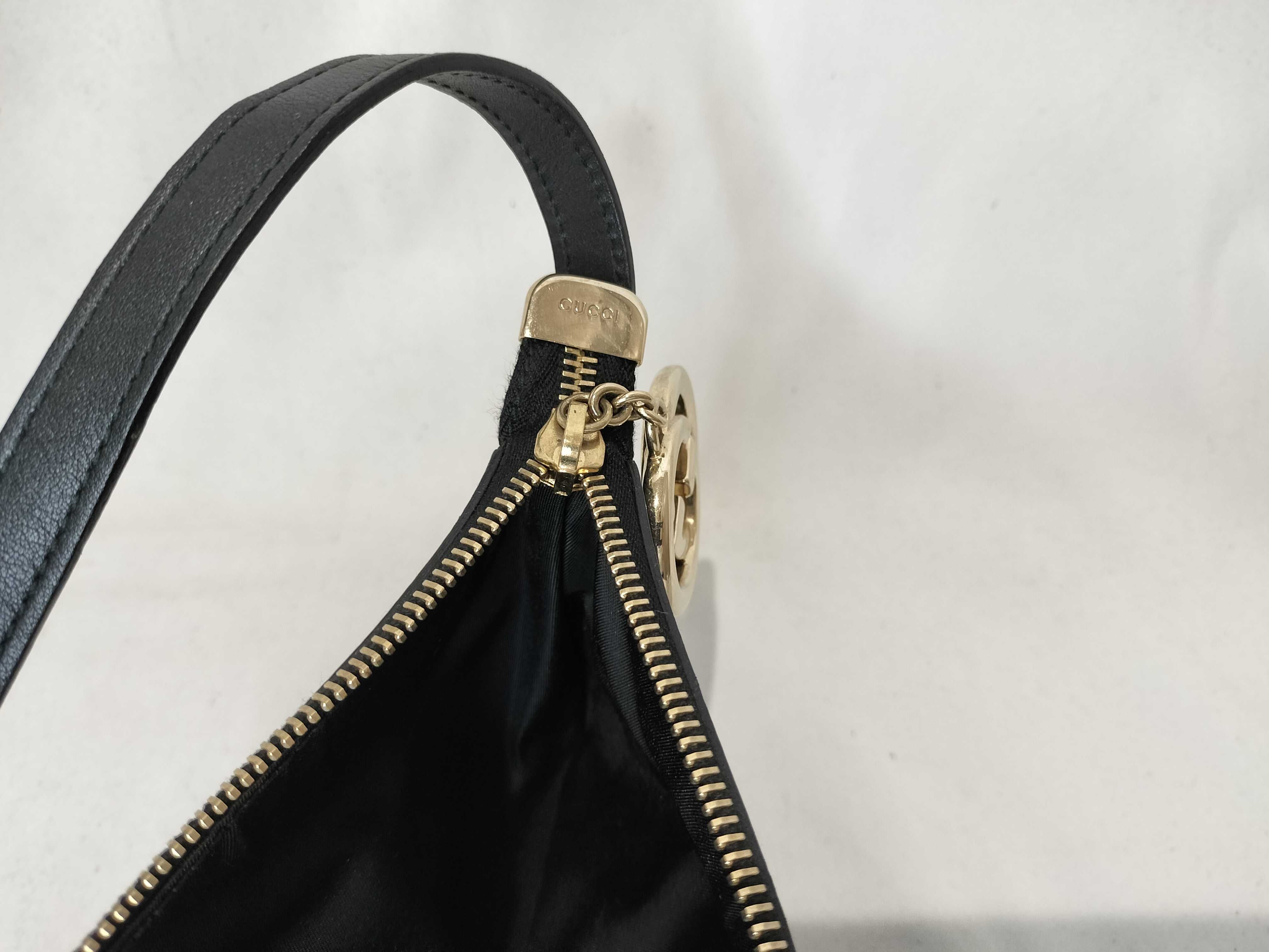 Navy Crystal Leather GG Monogram Shoulder Bag (Handbag) — view 12