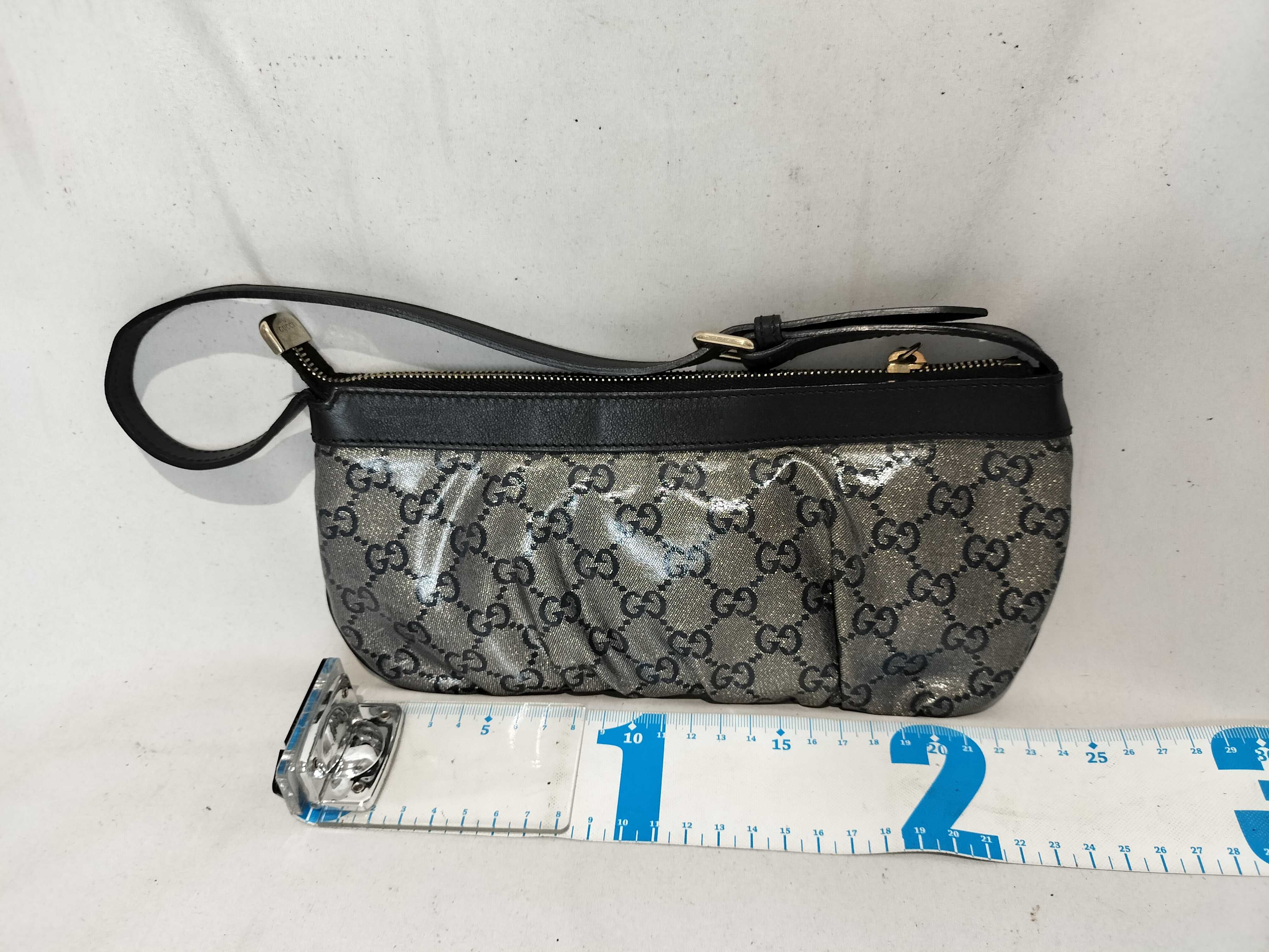 Navy Crystal Leather GG Monogram Shoulder Bag (Handbag) — view 3