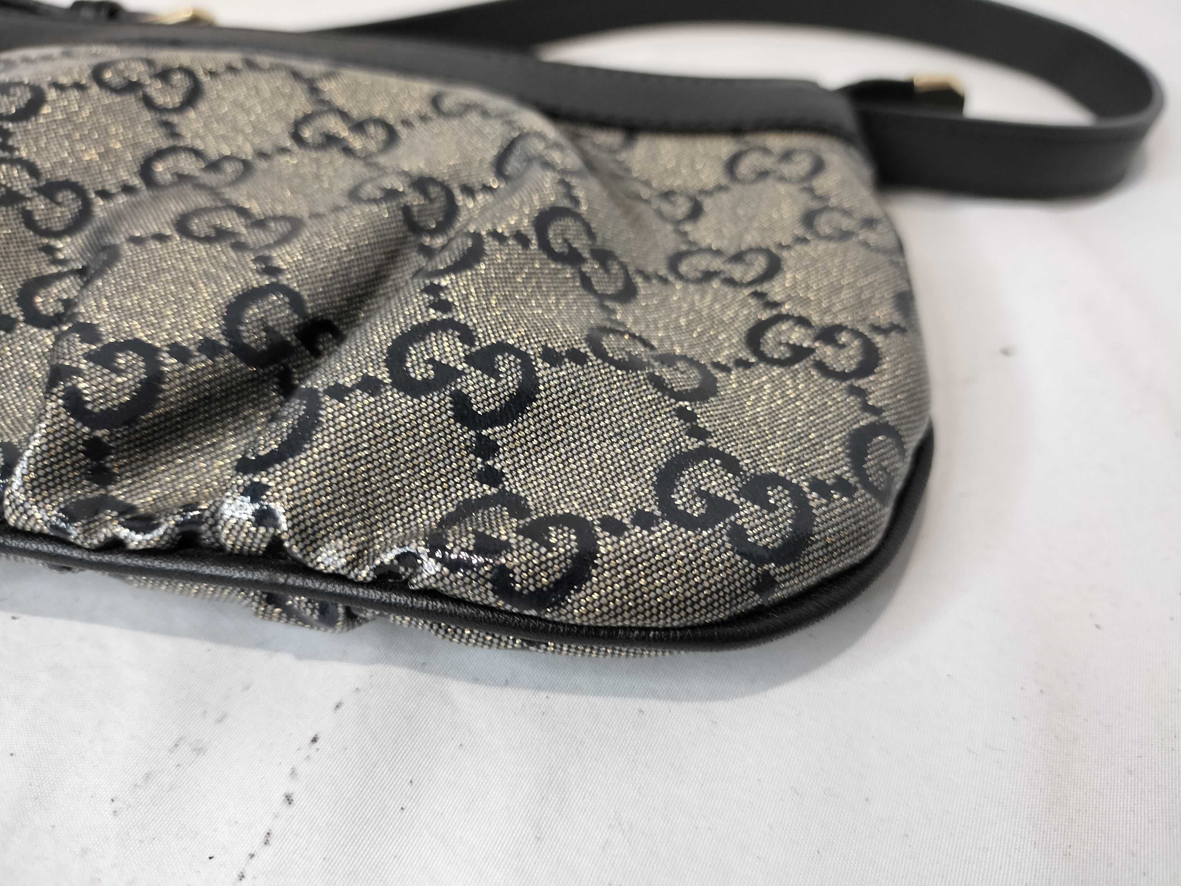Navy Crystal Leather GG Monogram Shoulder Bag (Handbag) — view 7