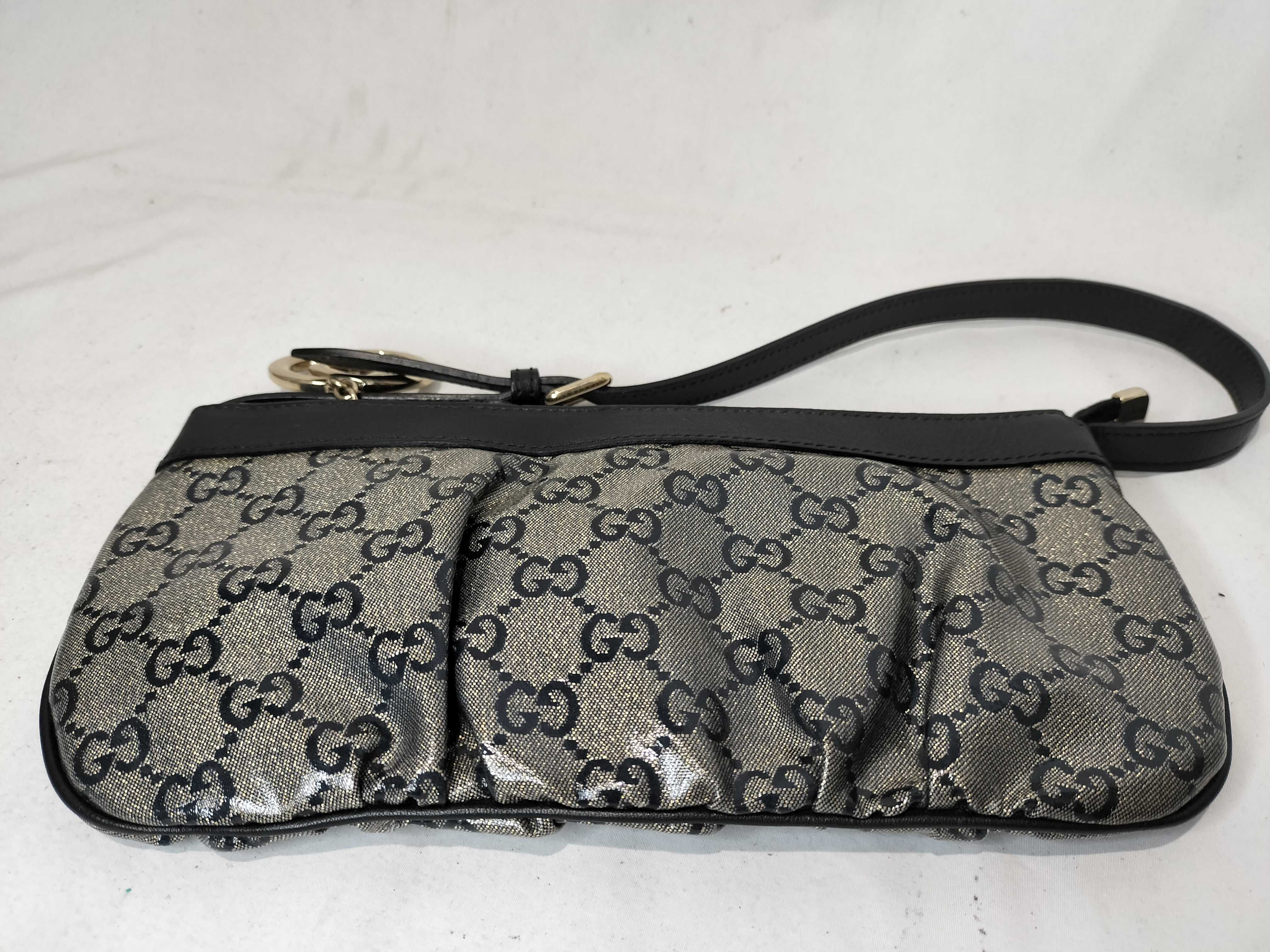 Navy Crystal Leather GG Monogram Shoulder Bag (Handbag) — view 8