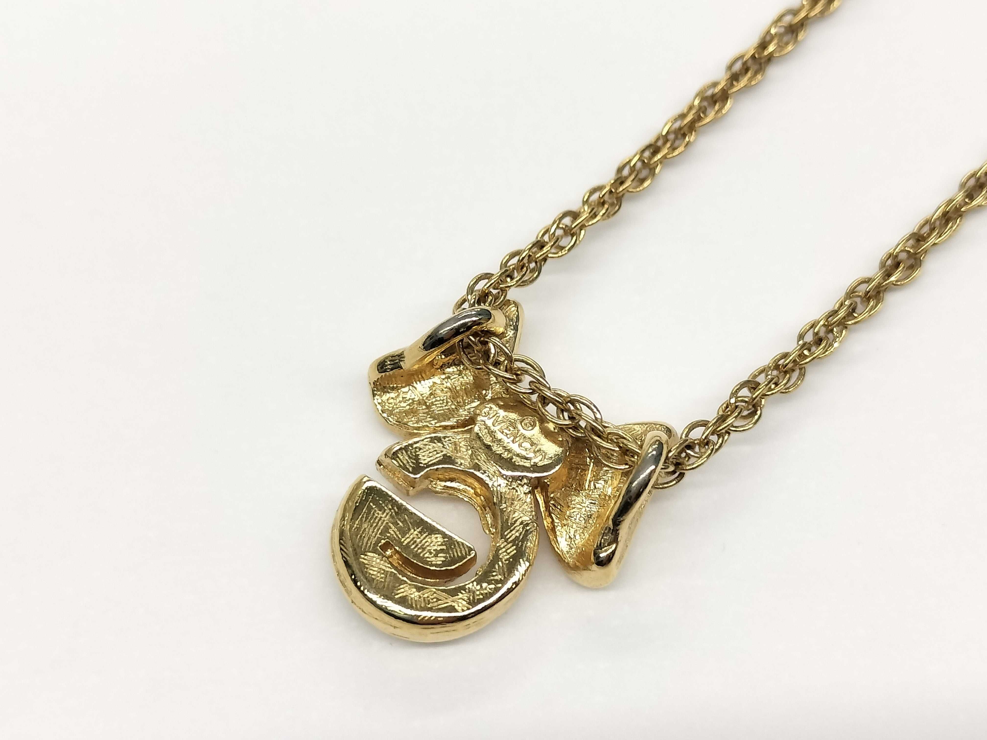 G logo rhinestone ribbon motif necklace — view 2