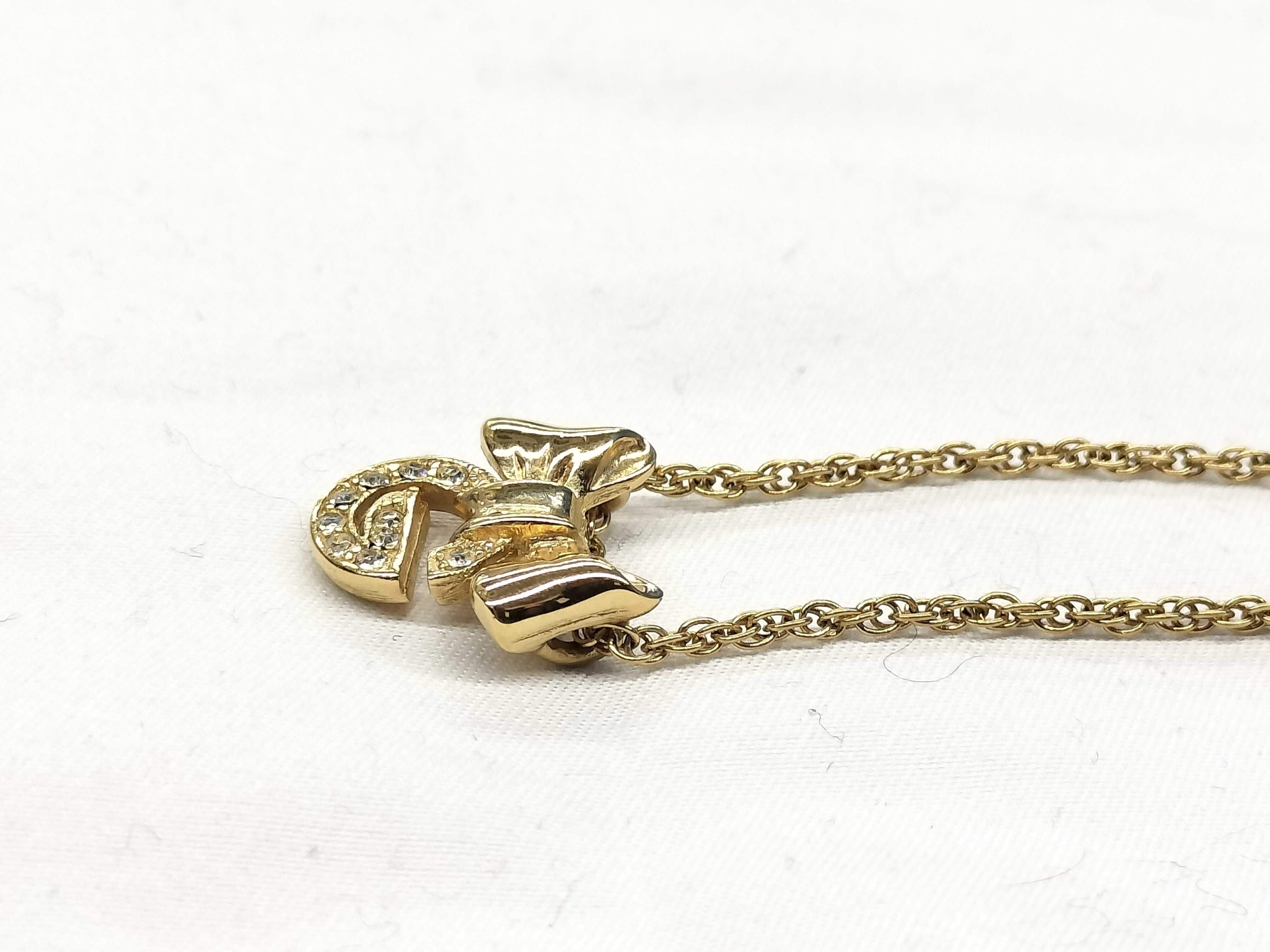 G logo rhinestone ribbon motif necklace — view 4