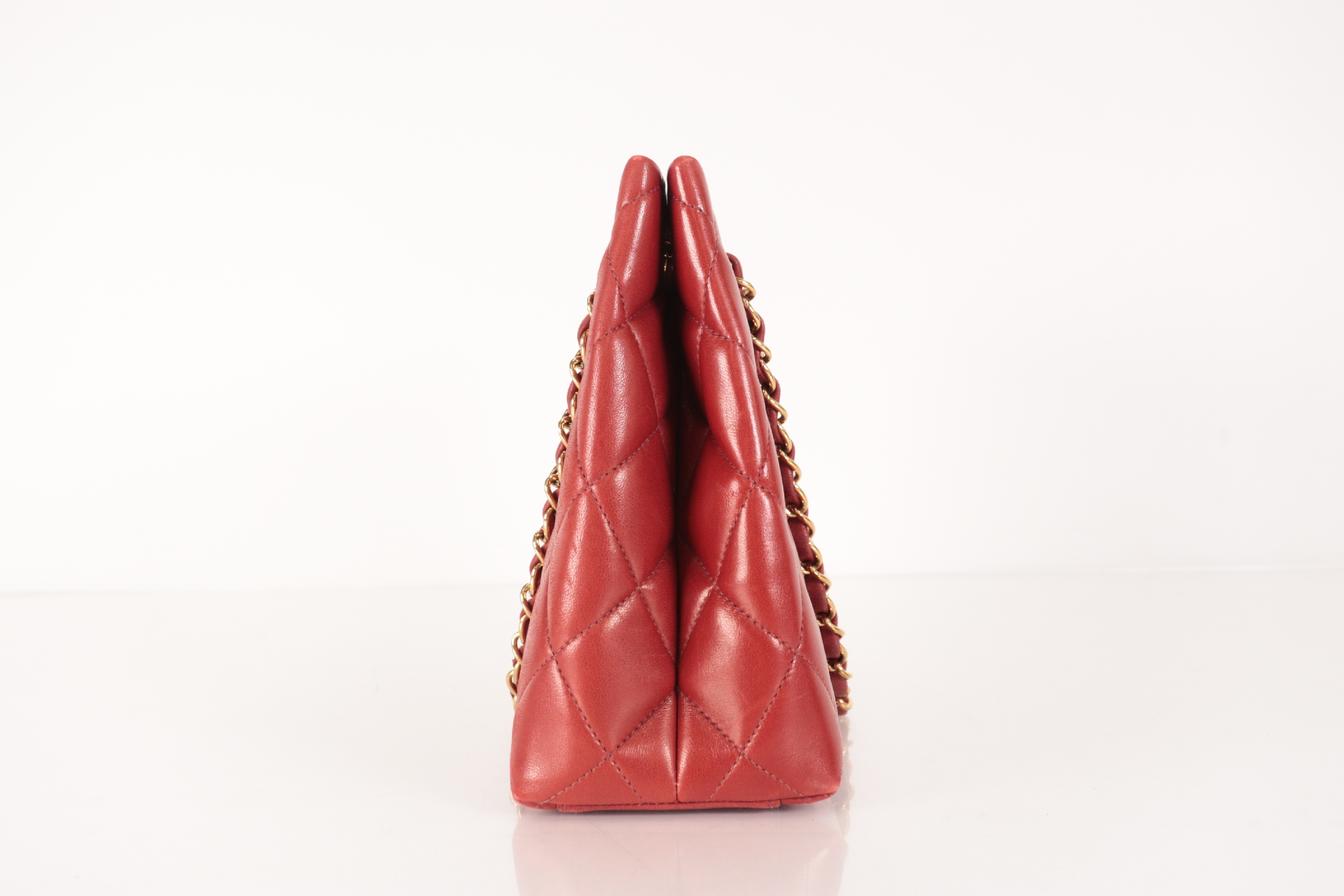 Matelassé Lambskin Chain Tote, Red, Series 5 Tote Bag — view 4