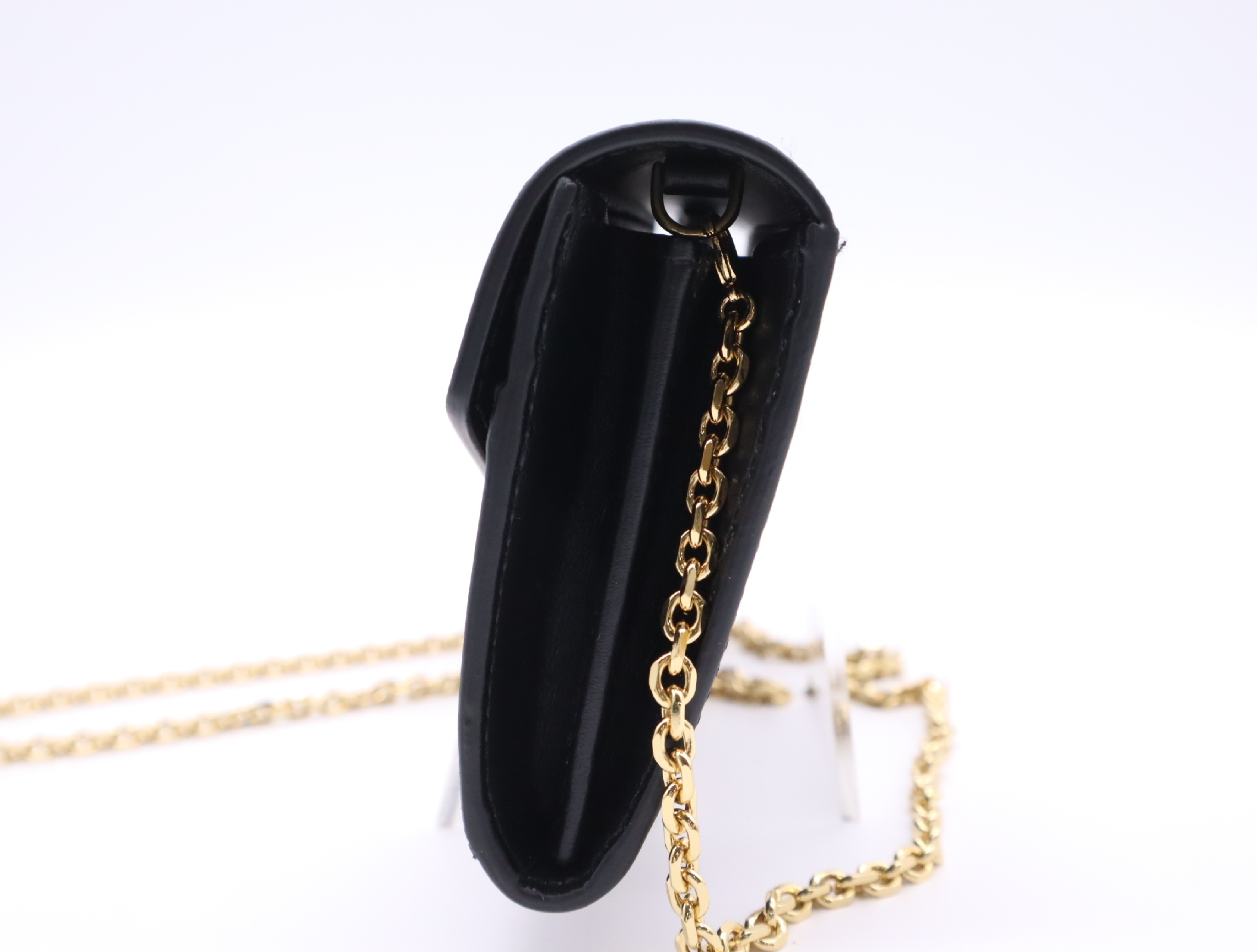 8M0365 FF Diamond Long Wallet with Chain, Black with Gold Hardware, Comes with Dust Bag and Box. — view 3