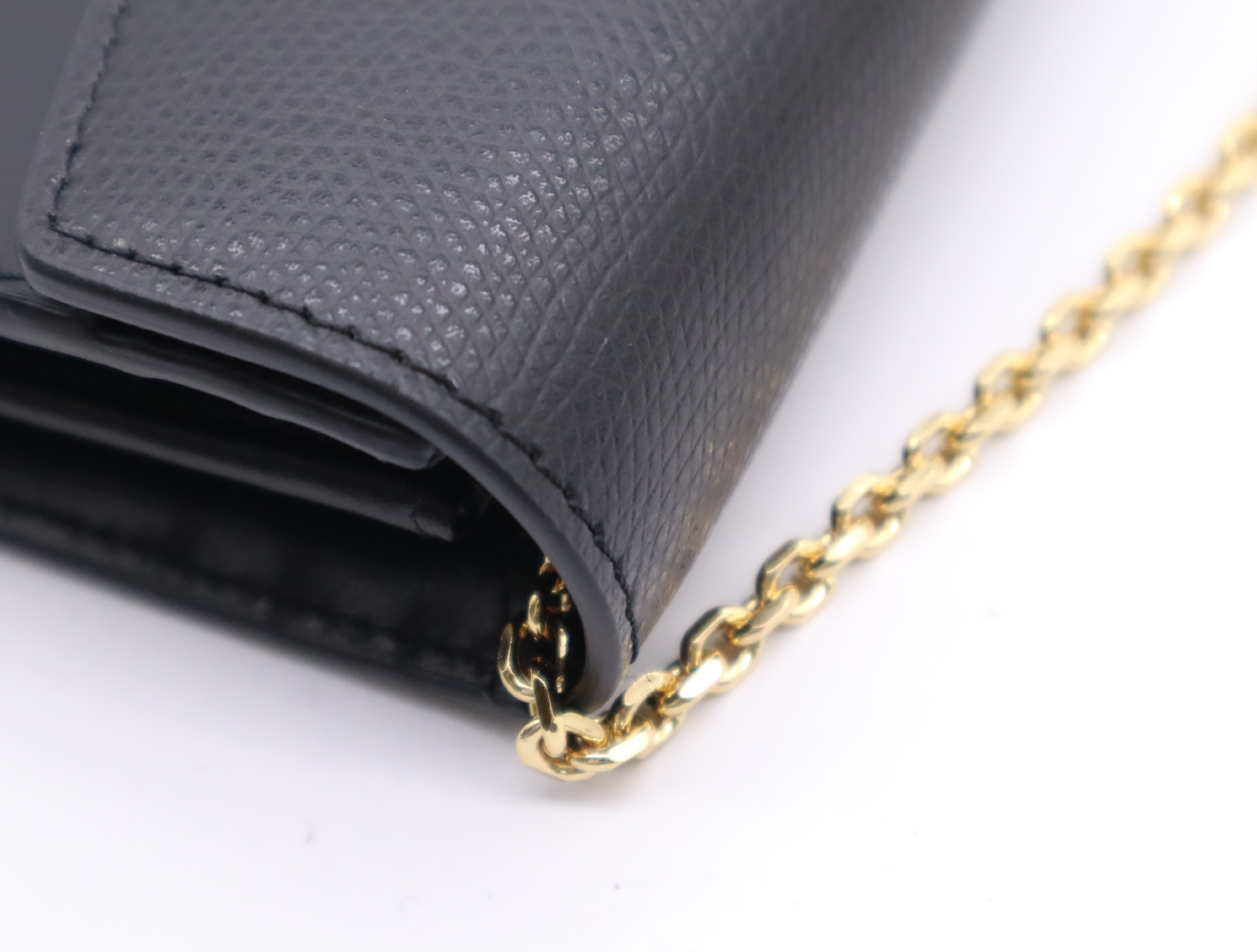 8M0365 FF Diamond Long Wallet with Chain, Black with Gold Hardware, Comes with Dust Bag and Box. — view 8