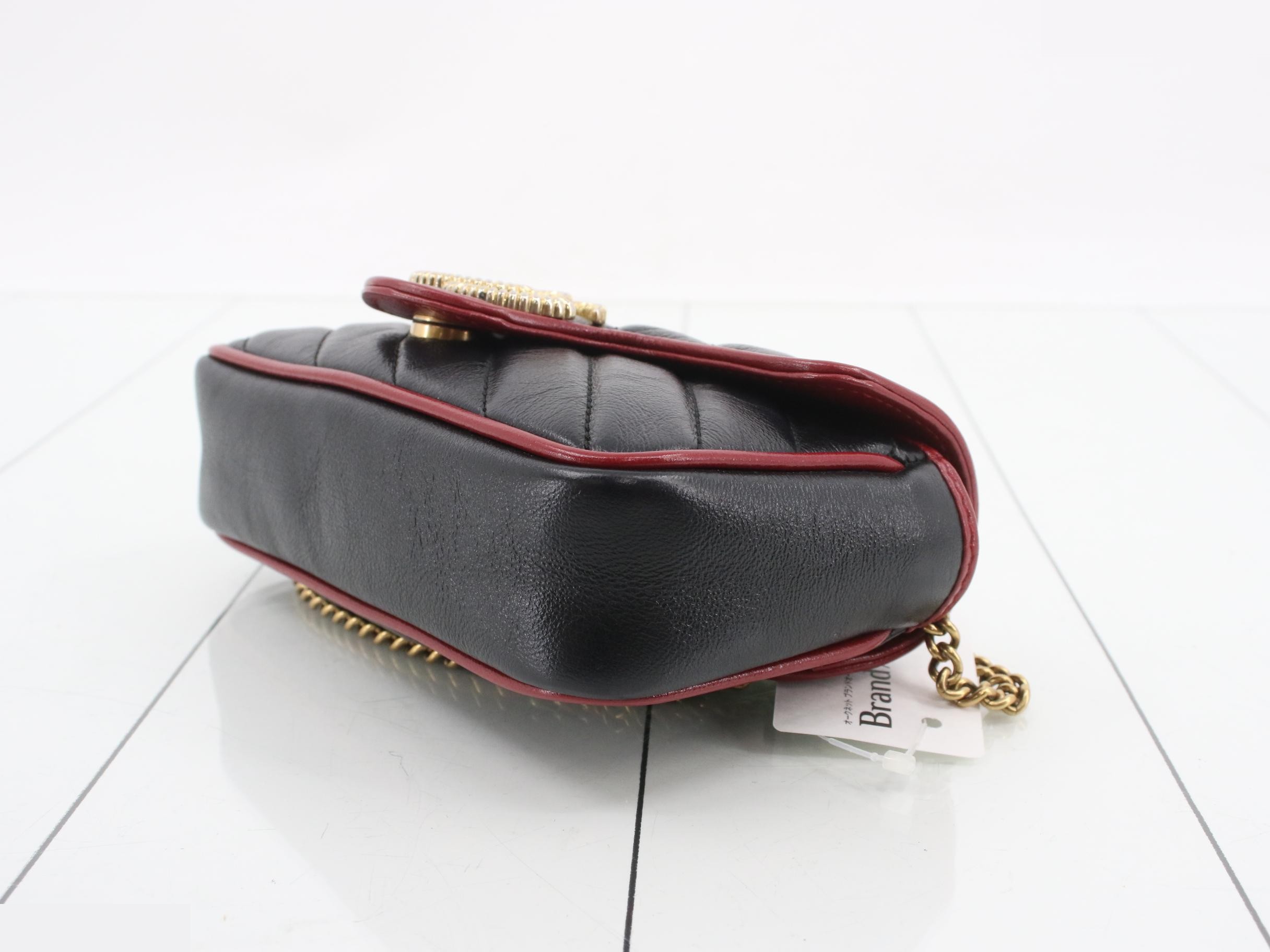 GG Marmont Chain Bag Shoulder Bag 574969 Leather Black — view 6