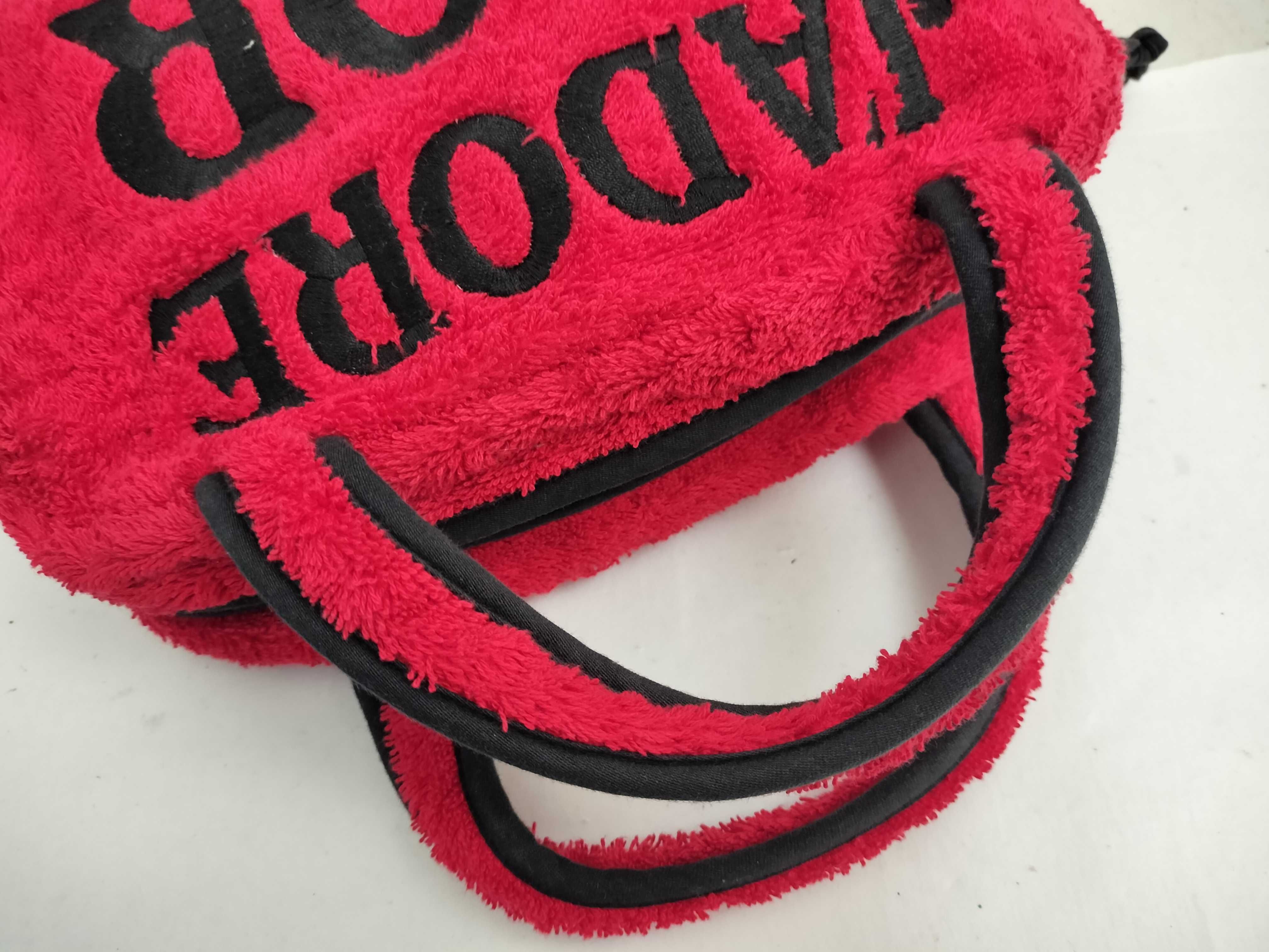 Pile Fabric Mini Boston Bag Red Tote Bag — view 3