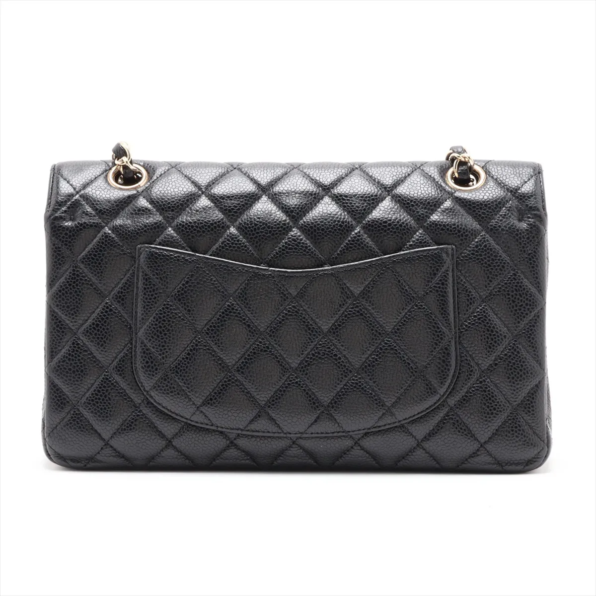 [Individually packaged] Chanel Matelassé 25 Caviar Skin Double Flap Double Chain Bag Black Gold Hardware A01112 — view 2