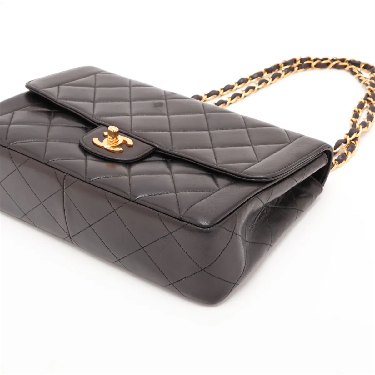 Matelassé Lambskin Single Flap Double Chain Bag, Brown with Gold Hardware, 3607116 (Serial Number 3) — view 3