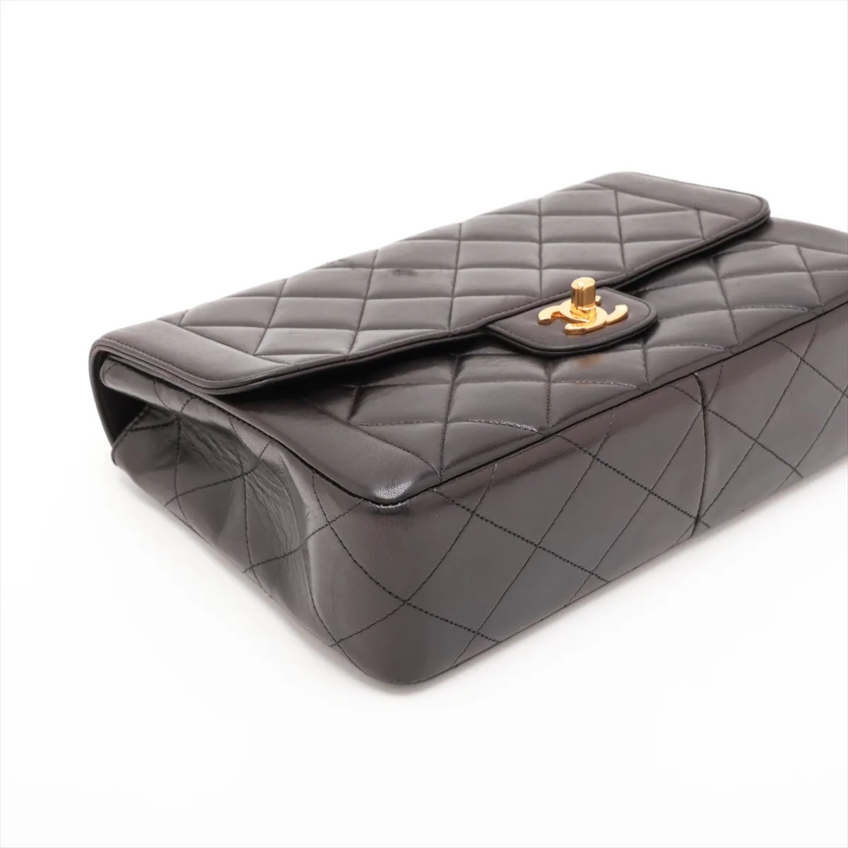 Matelassé Lambskin Single Flap Double Chain Bag, Brown with Gold Hardware, 3607116 (Serial Number 3) — view 4