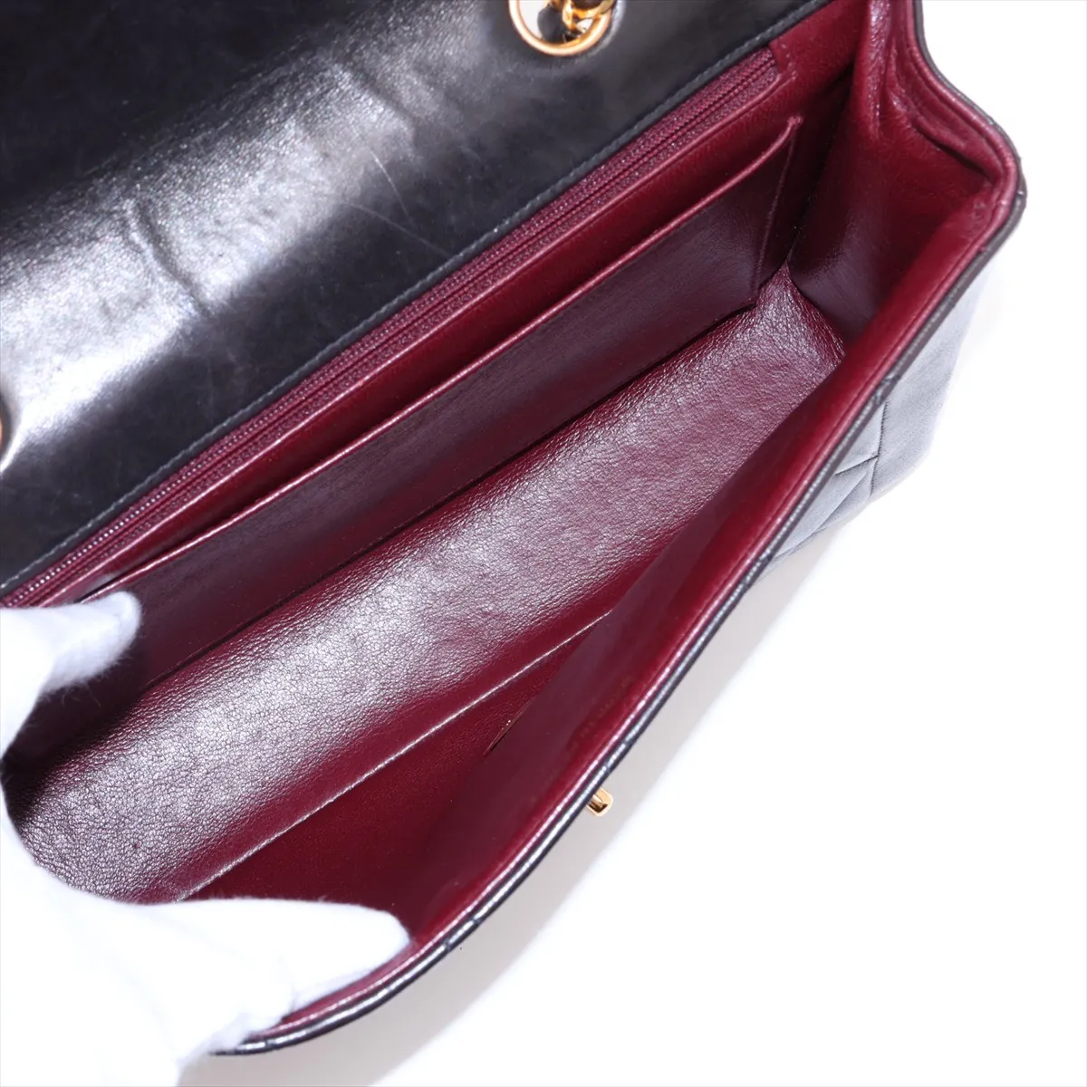 Matelassé Lambskin Single Flap Double Chain Bag, Brown with Gold Hardware, 3607116 (Serial Number 3) — view 7