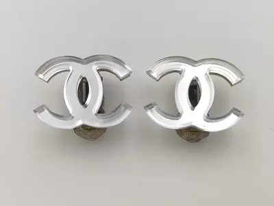 earrings, acrylic and silver, with original box.