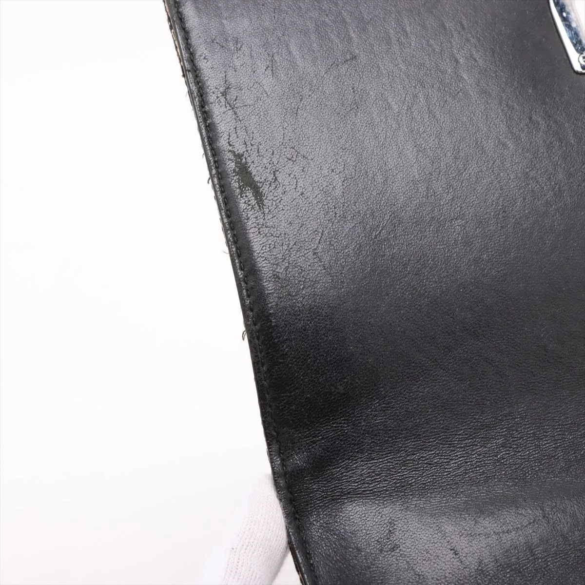 Diorama Tweed x Leather Chain Shoulder Bag Black — view 11