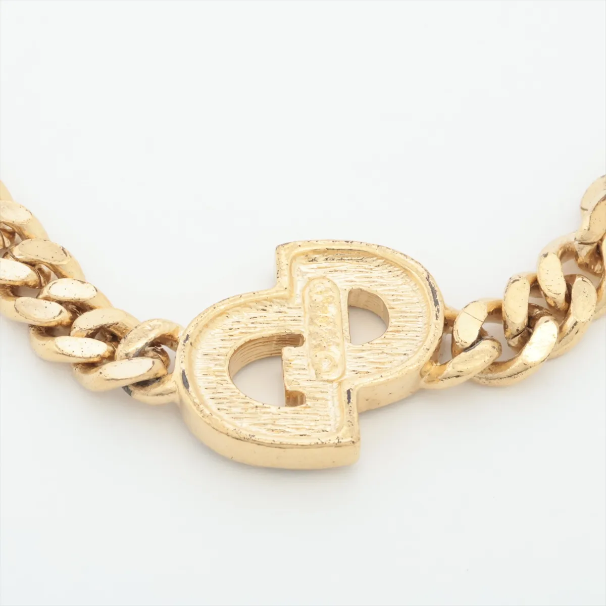 CD logo bracelet, gold plated with rhinestones. Shows signs of wear, — view 3