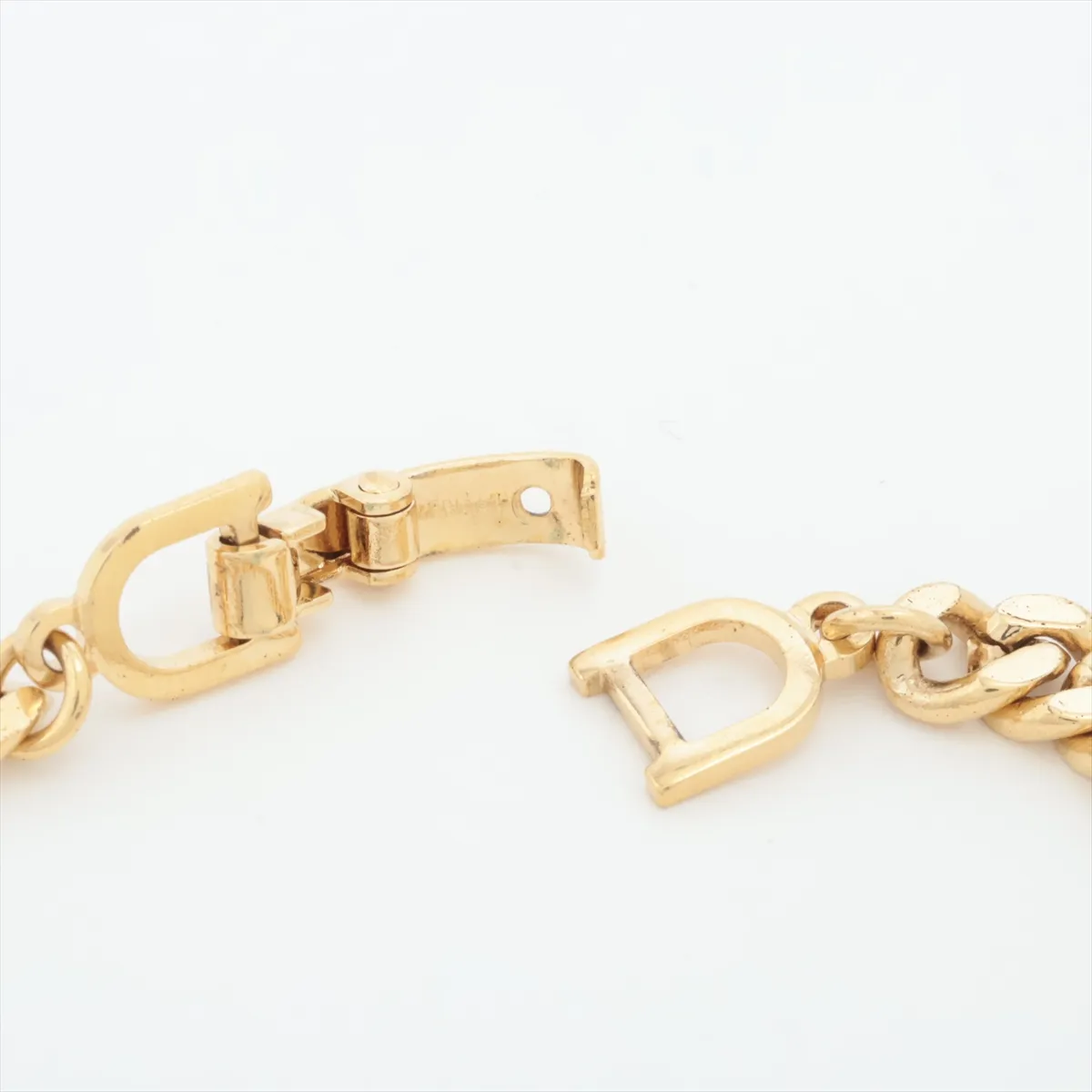 CD logo bracelet, gold plated with rhinestones. Shows signs of wear, — view 4