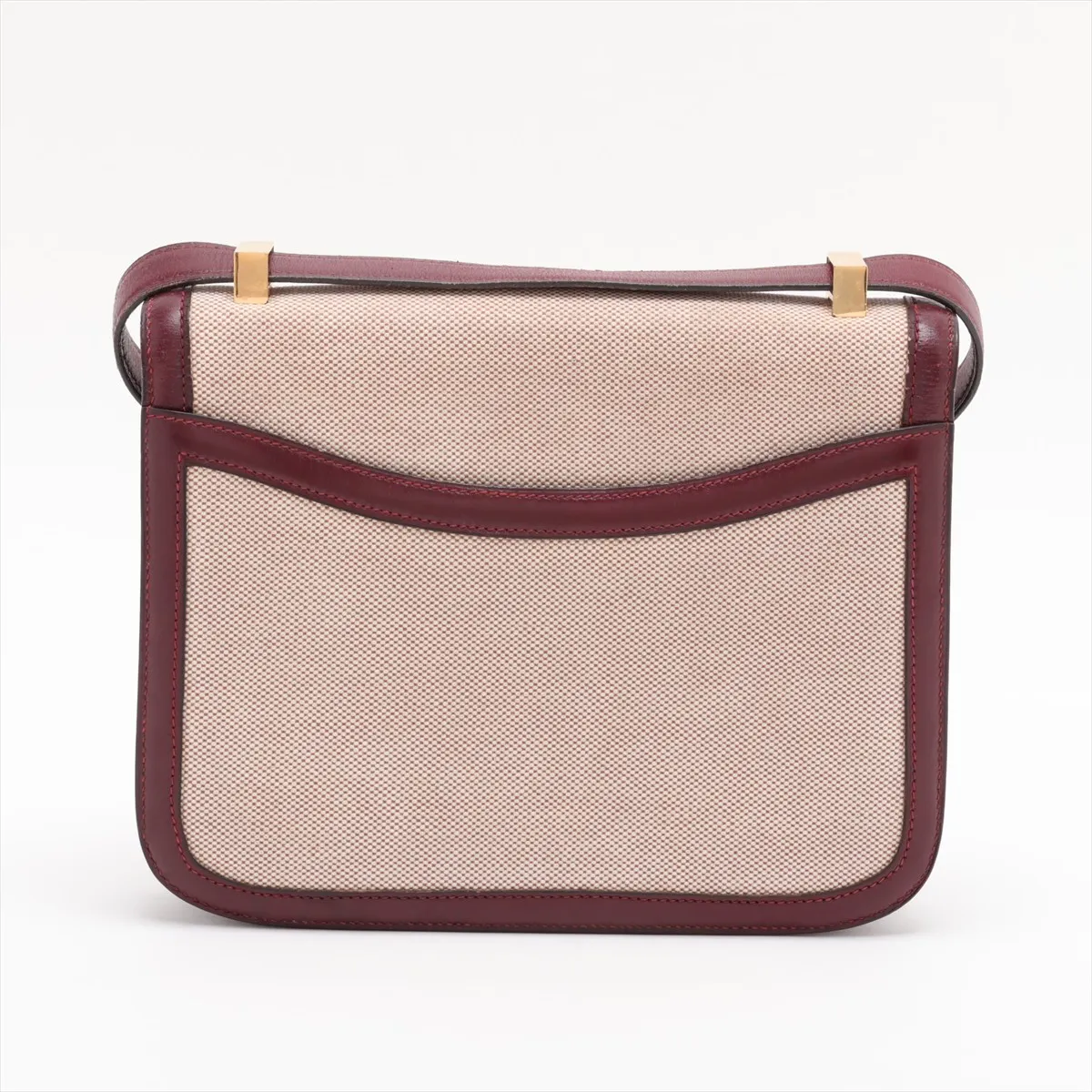 Constance 24 Toile H x Box Calf Beige x Rouge H Gold Hardware D: 1974 — view 2