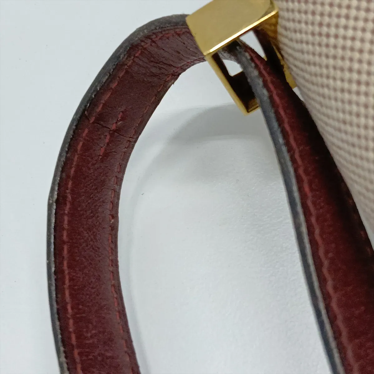 Constance 24 Toile H x Box Calf Beige x Rouge H Gold Hardware D: 1974 — view 11