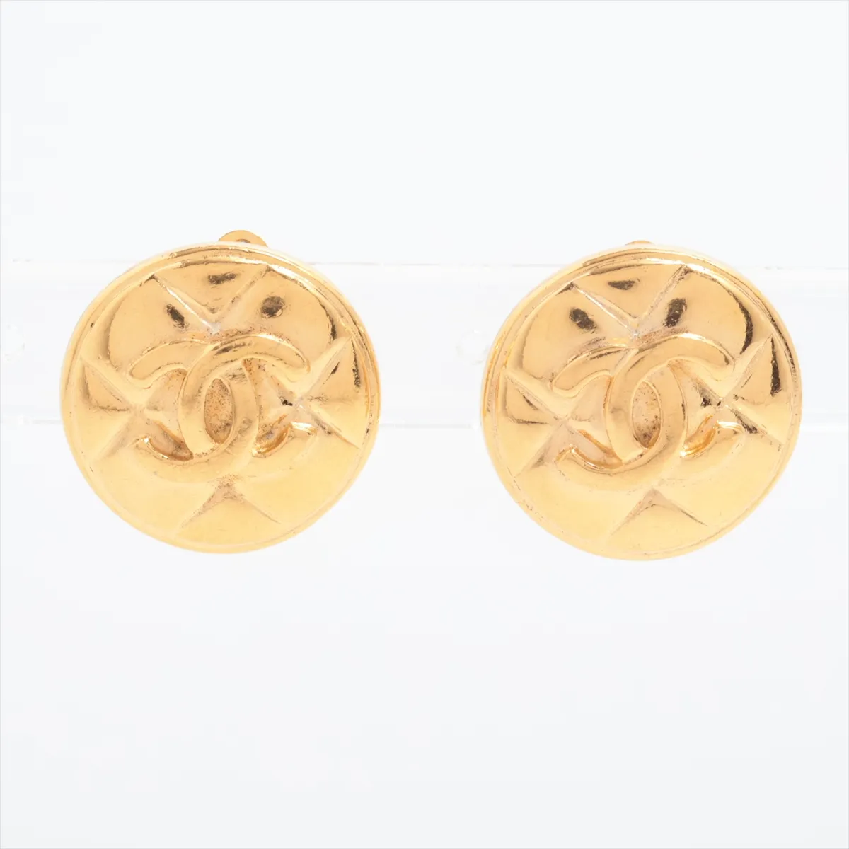 Coco Mark Matelassé 2384 Earrings (Pair) GP Gold. Shows signs of wear,