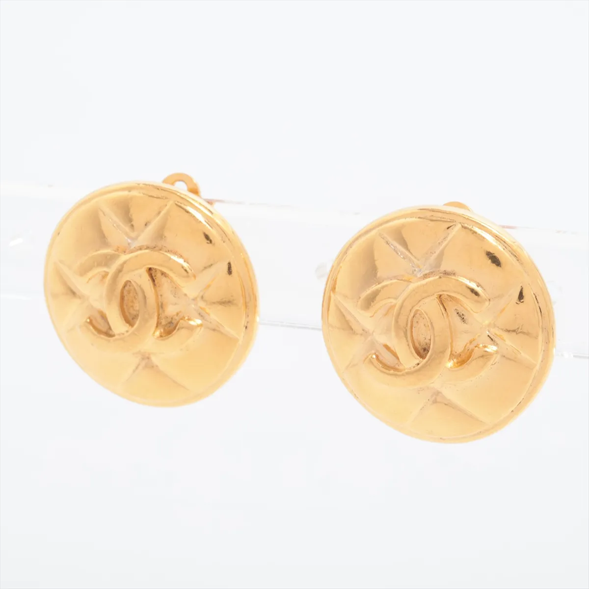 Coco Mark Matelassé 2384 Earrings (Pair) GP Gold. Shows signs of wear, — view 3