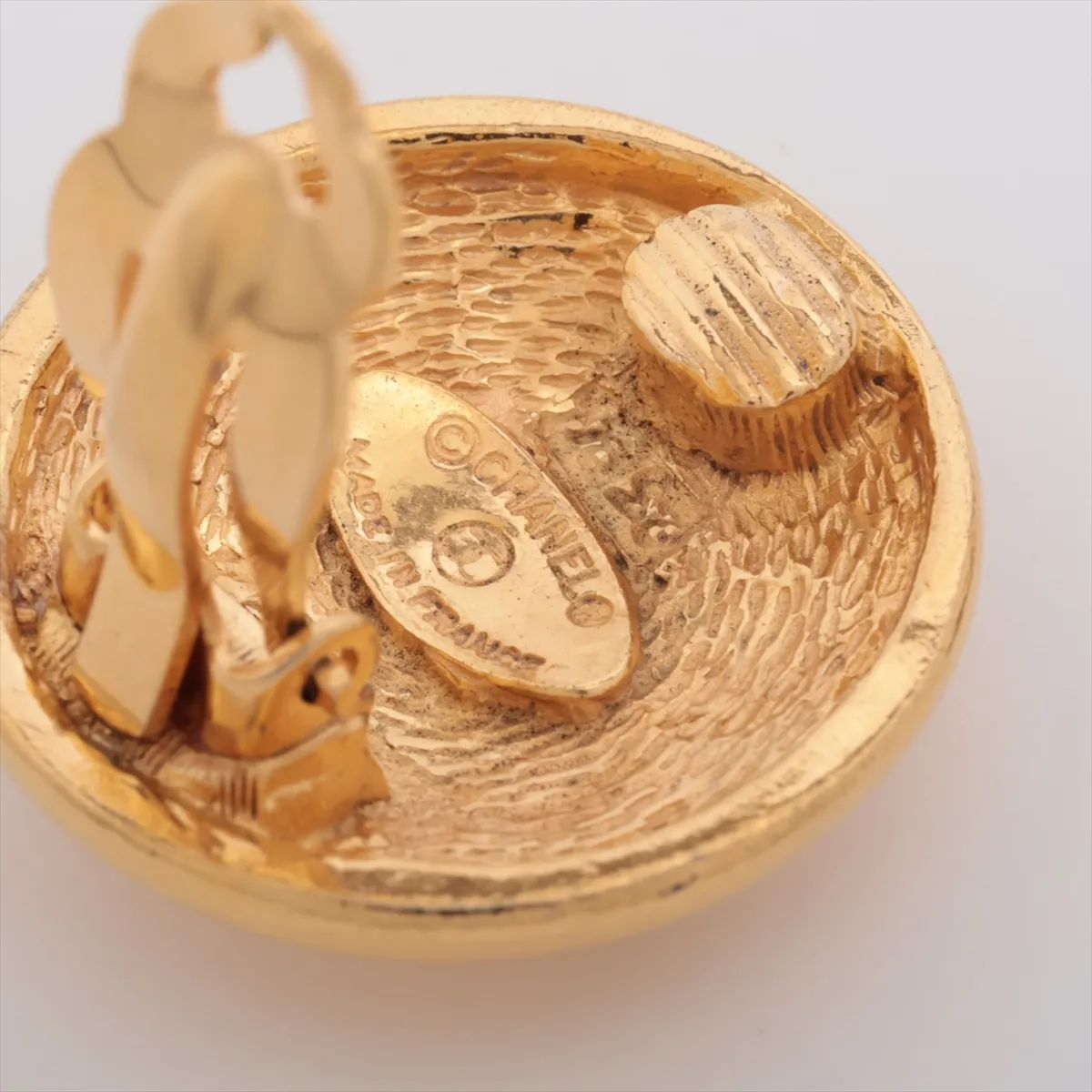 Coco Mark Matelassé 2384 Earrings (Pair) GP Gold. Shows signs of wear, — view 5