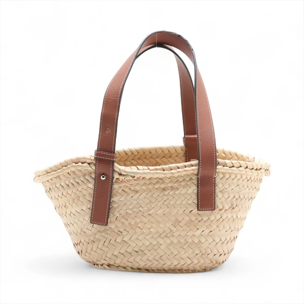 Basket Small Raffia x Leather Basket Bag Beige x Brown — view 2
