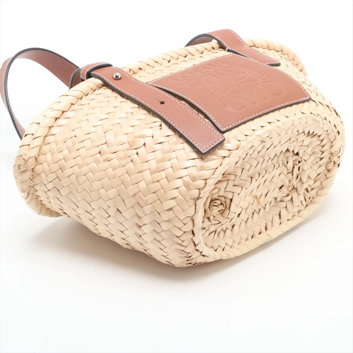 Basket Small Raffia x Leather Basket Bag Beige x Brown — view 4