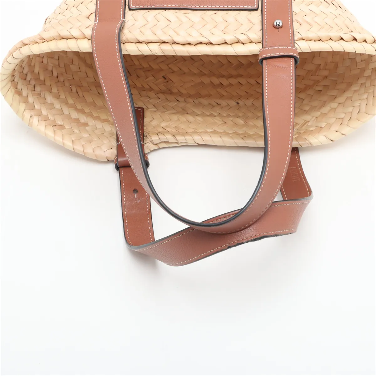 Basket Small Raffia x Leather Basket Bag Beige x Brown — view 5