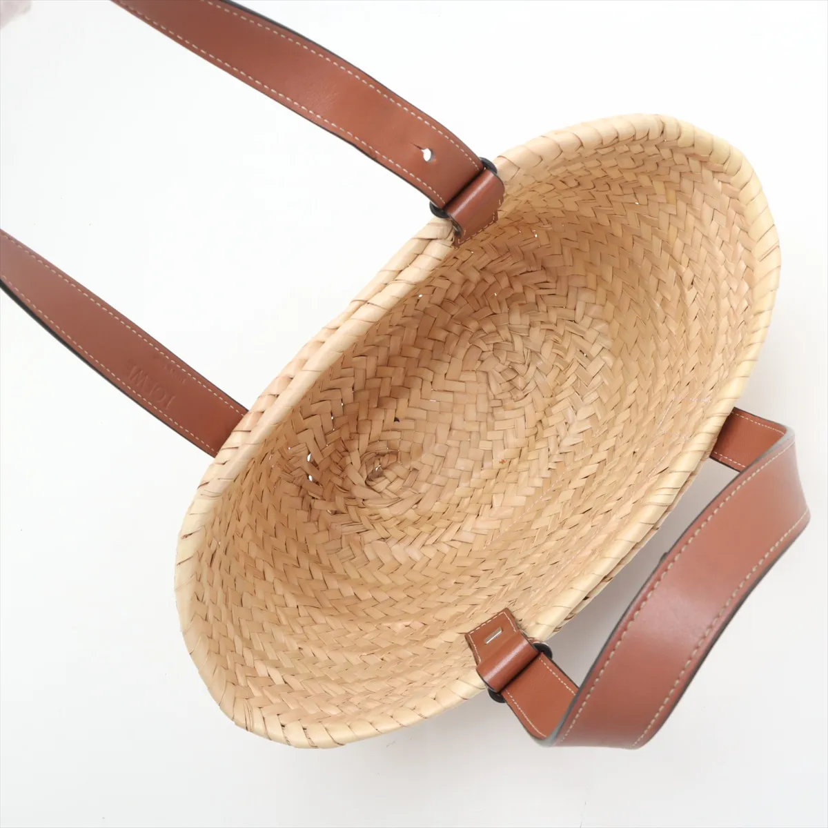 Basket Small Raffia x Leather Basket Bag Beige x Brown — view 7