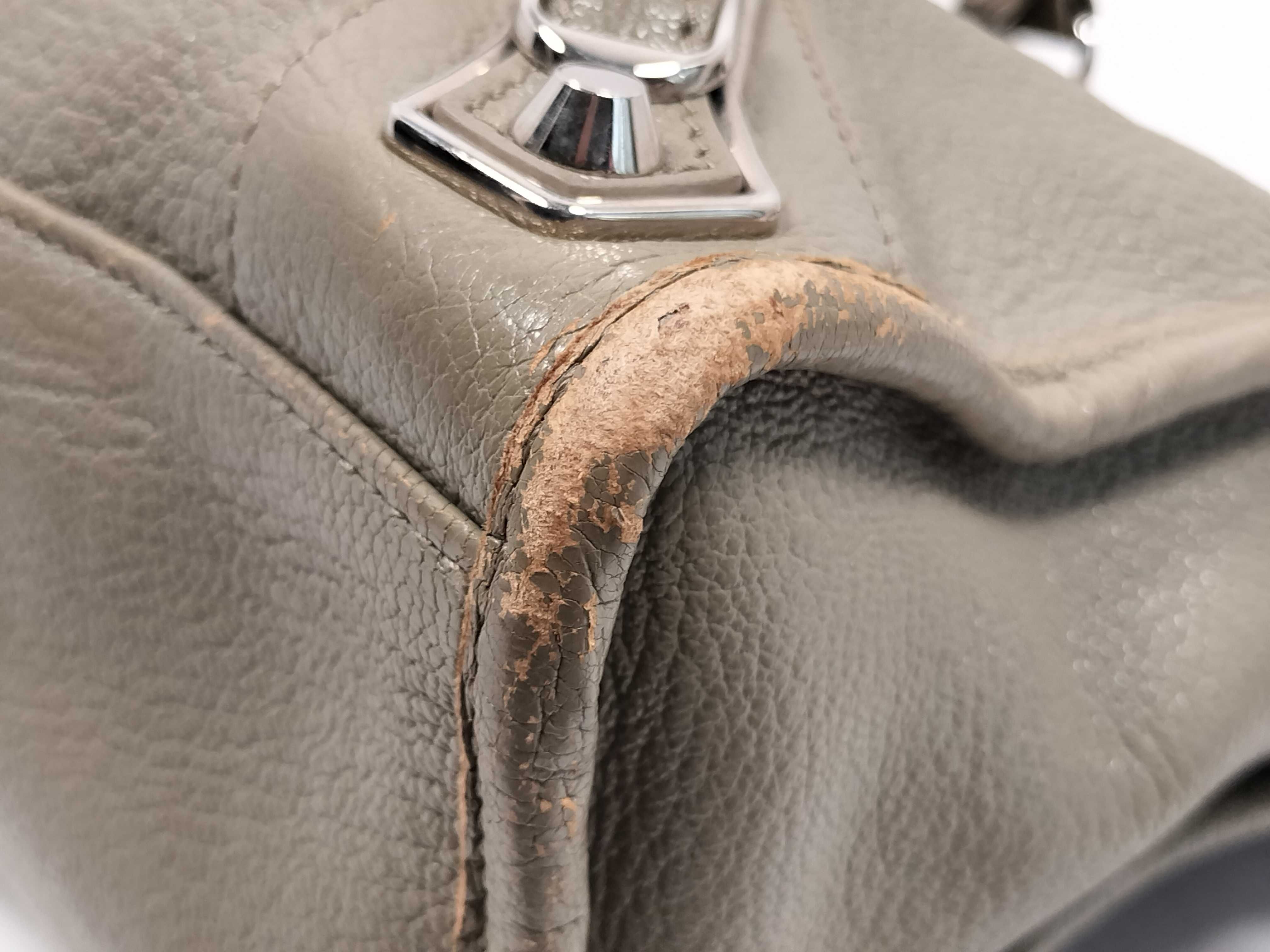 Classic Metal Edge City Leather 2-Way Handbag, Beige, 432831, with Mirror — view 6
