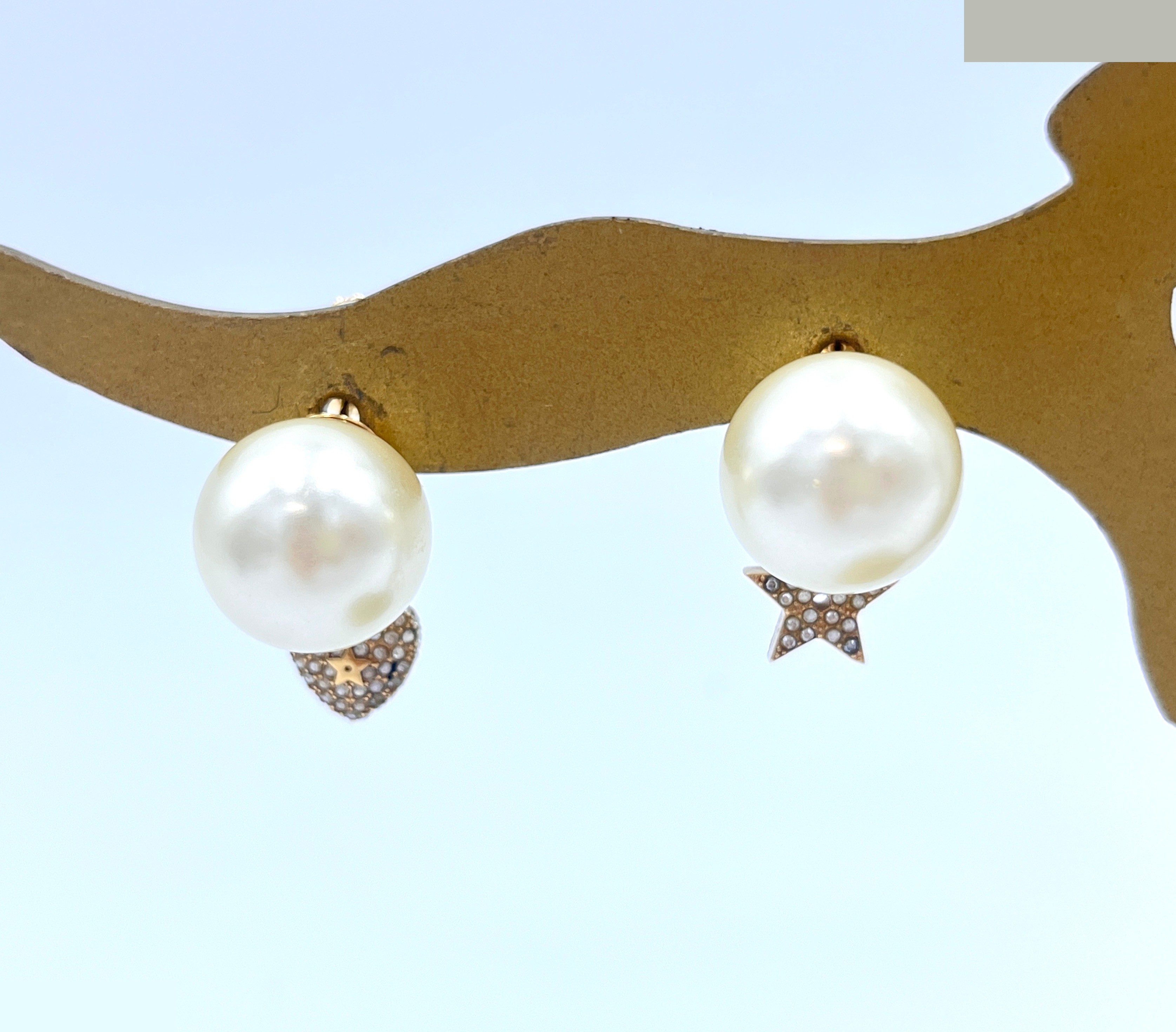 Pearl and gold earrings — view 2