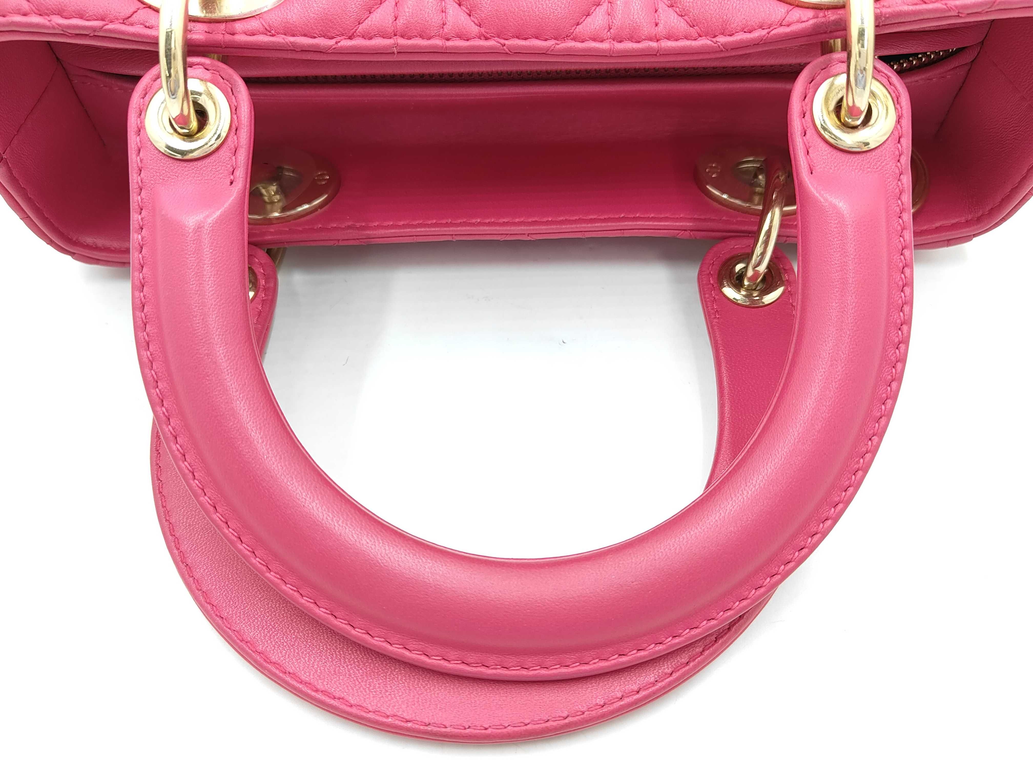 Lady Dior Leather Pink Handbag — view 3