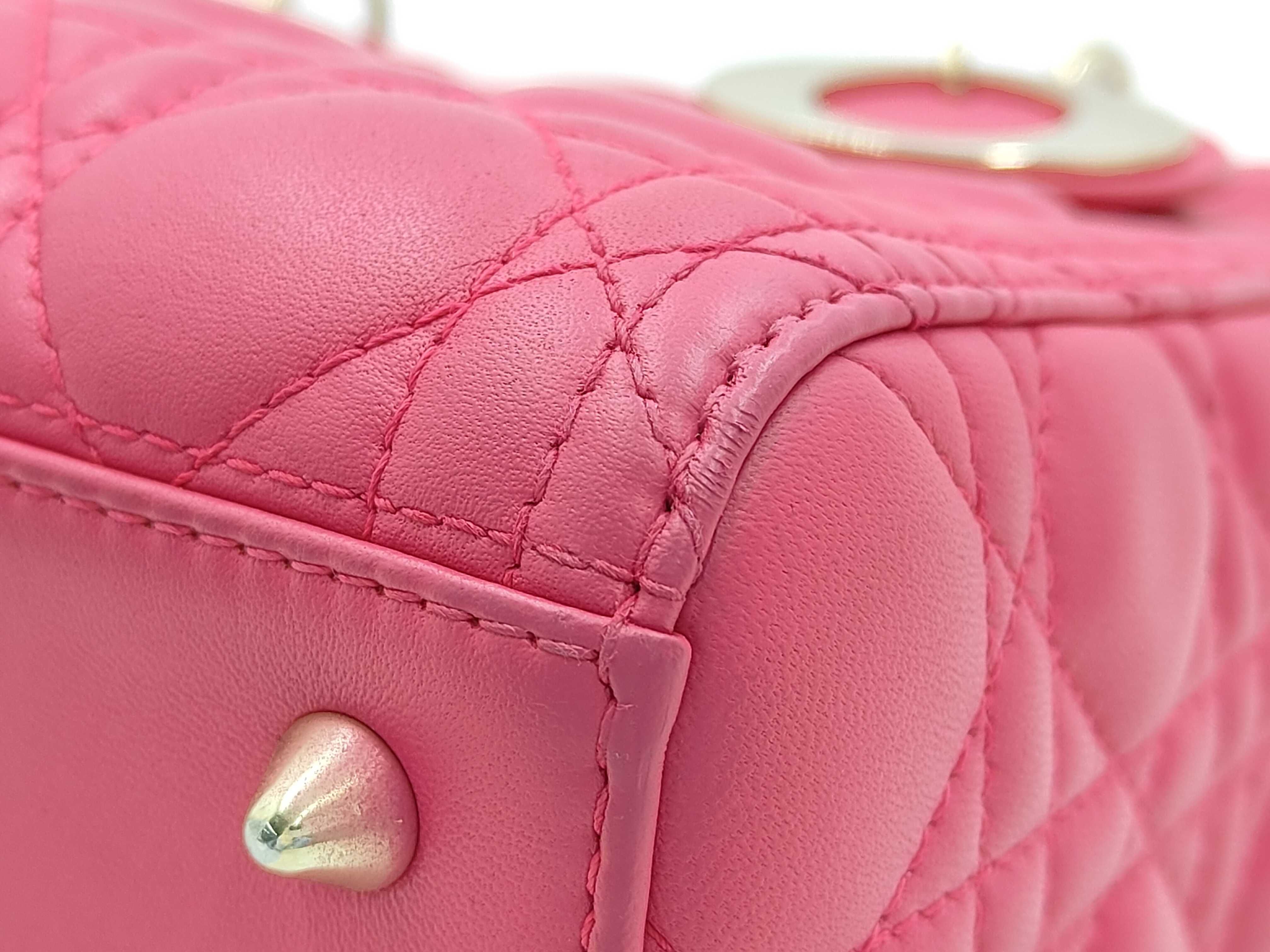 Lady Dior Leather Pink Handbag — view 8