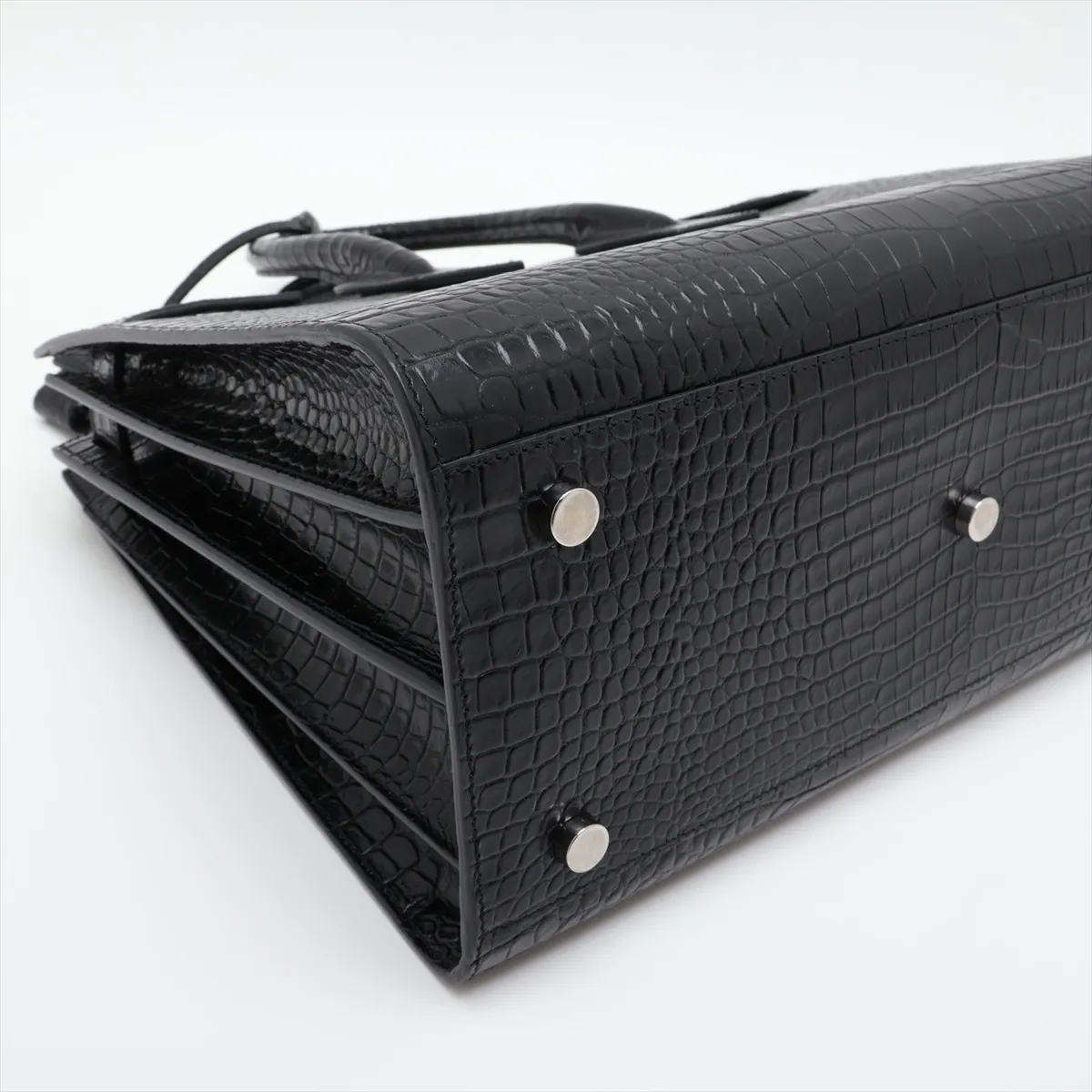 Sac de Jour Crocodile Embossed 2-Way Handbag, Black 378299 — view 4