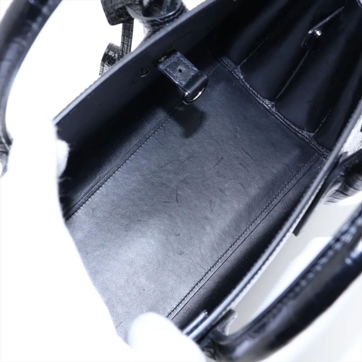 Sac de Jour Crocodile Embossed 2-Way Handbag, Black 378299 — view 8