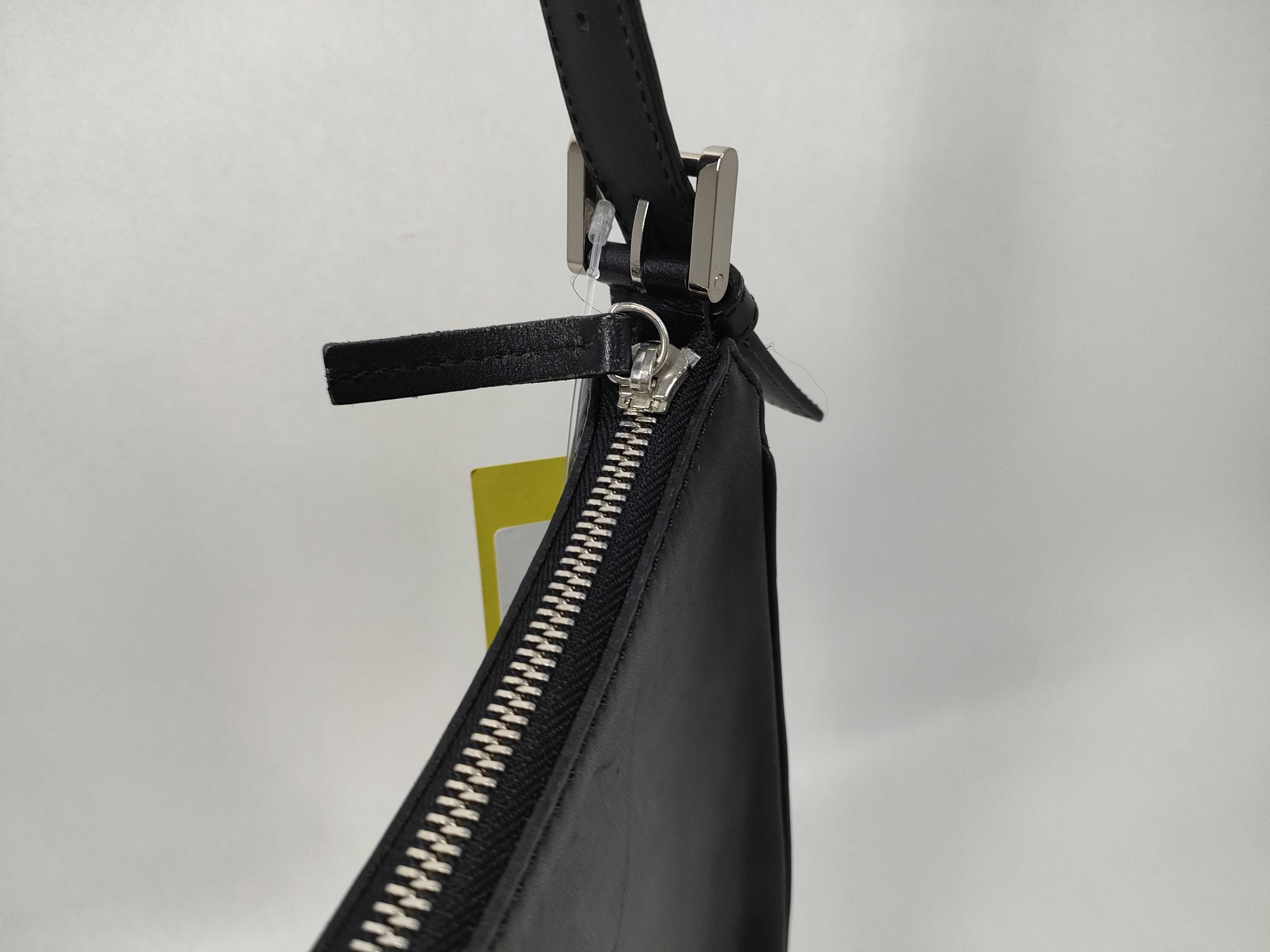 Leather One-Shoulder Bag, Black — view 6
